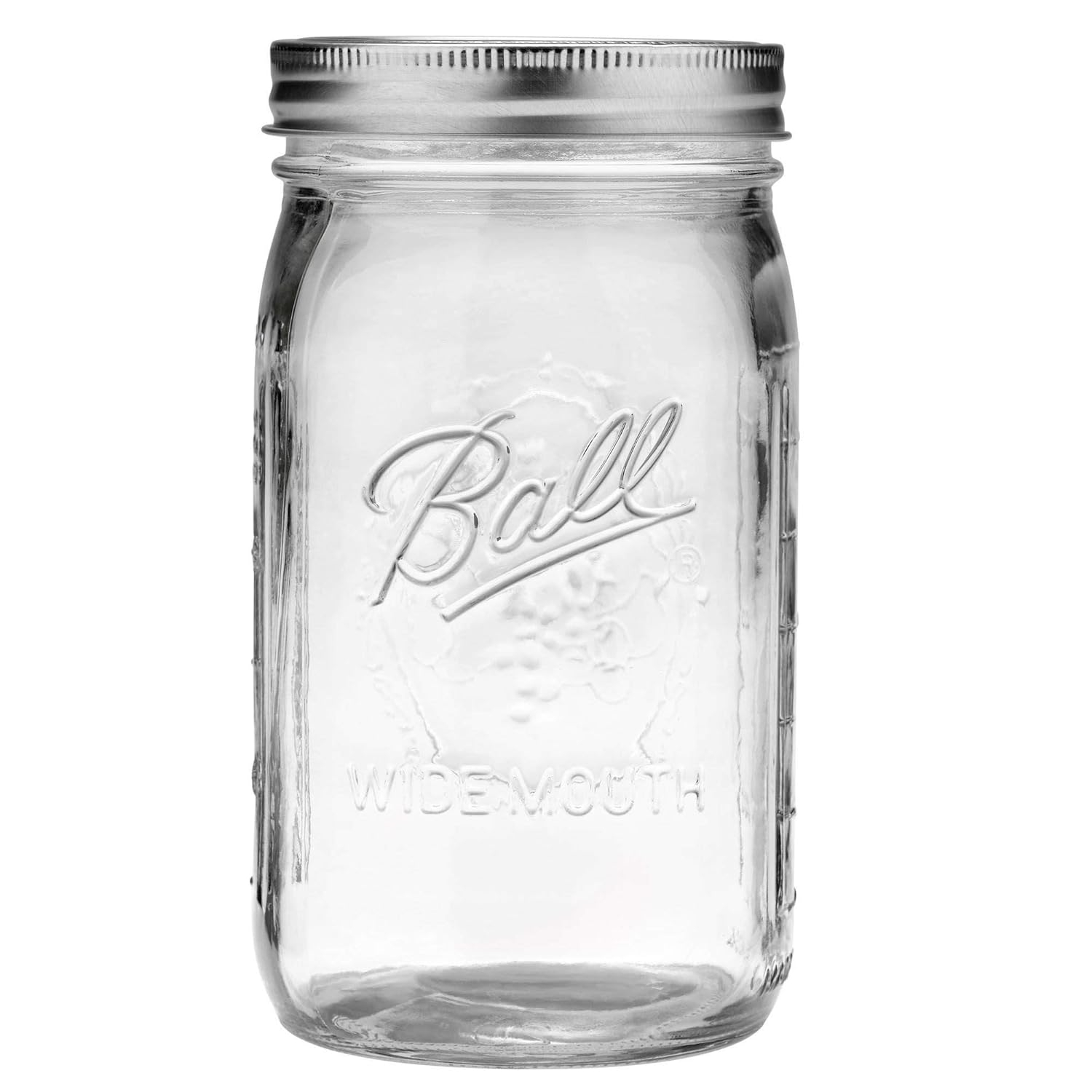 Ball Mason Glass Jar Wide Mouth with Lid and Band Quart 32 oz, 12-Pack