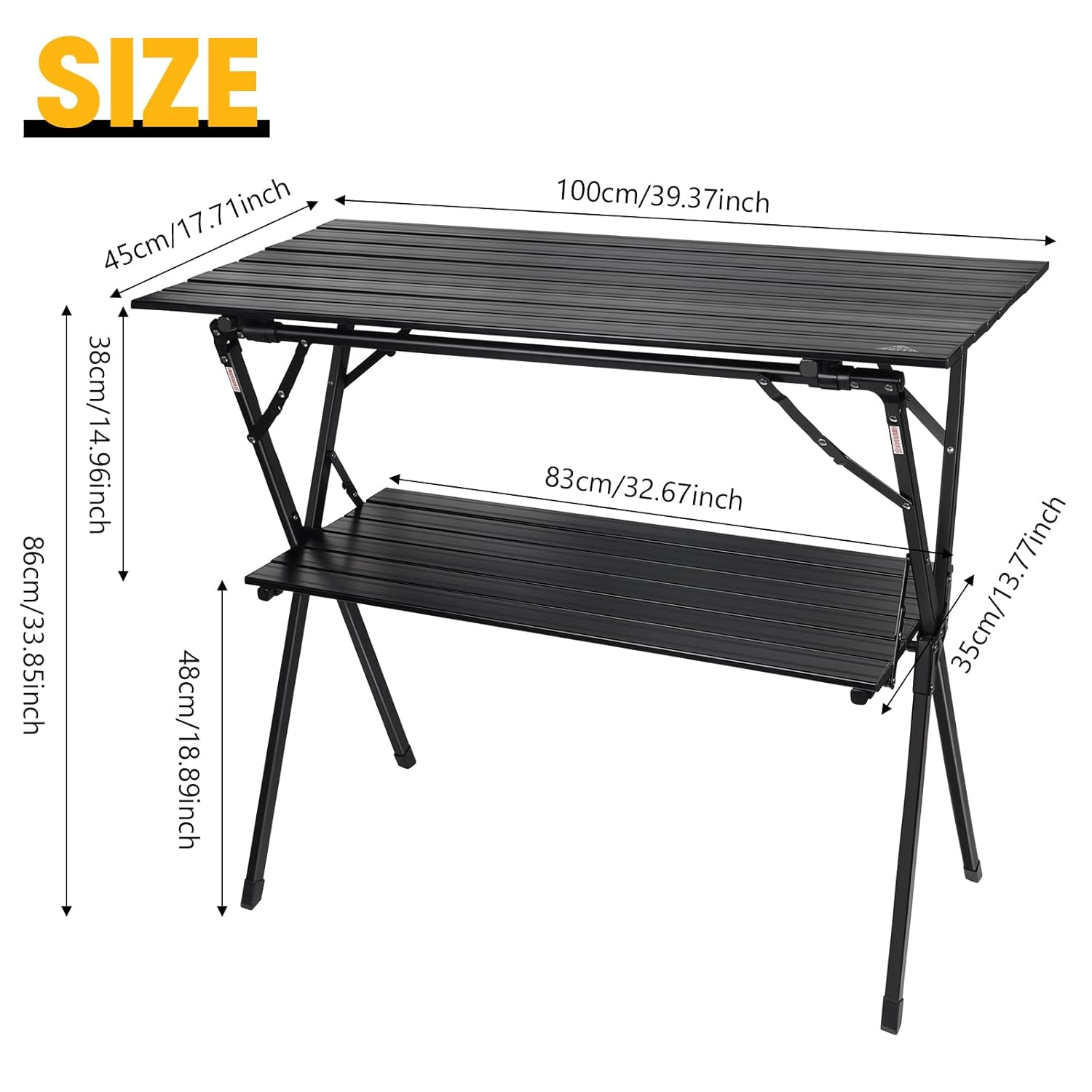 AREFFA Folding Camping Table, Portable Lightweight Foldable Large Camp Tables with Carry Bag, Double-layer Aluminum Outdoor Cooking Table