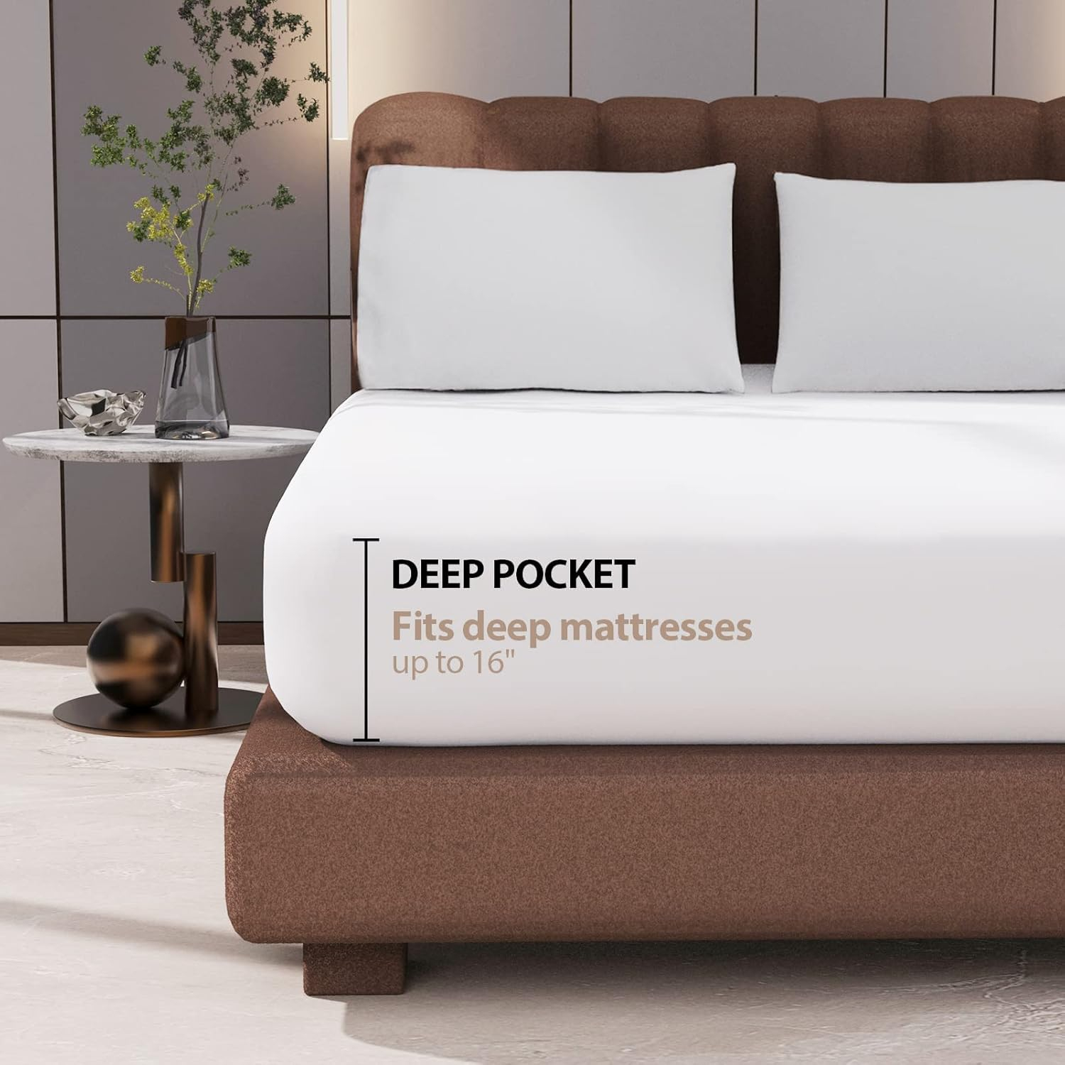 King Size 100% Egyptian Cotton Fitted Sheets 600 Thread Count 16" Deep Pocket, Ultra-Soft Hotel Luxury, Durable, Breathable and Comfy Bottom Sheet (1 Pack King Fitted Sheet, White)
