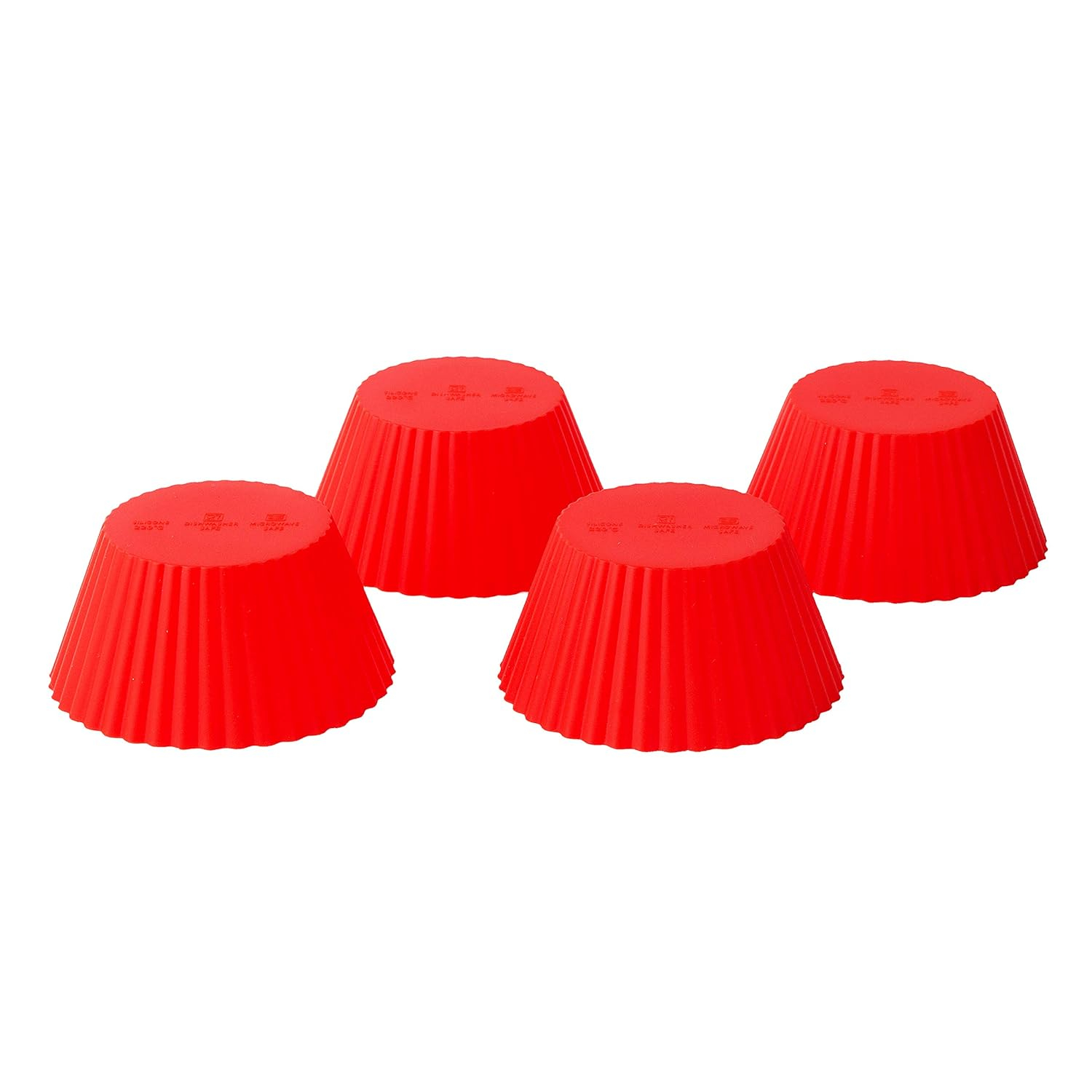 Bright Red Silicone Round Cupcake and Muffin Liners, Set of 12