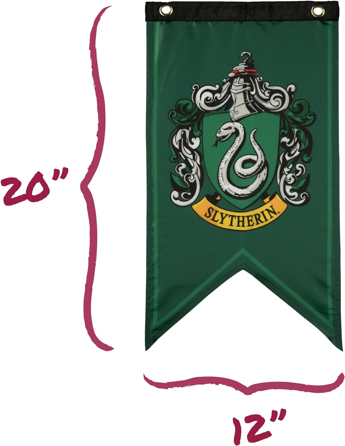 Conquest Journals Harry Potter Wizarding House Banner Flag Set, 12'' x 20'' Polyester Flags, Set of 5 Includes Hogwarts Crest, Gryffindor, Slytherin, Ravenclaw & Hufflepuff Banners, Birthday Party