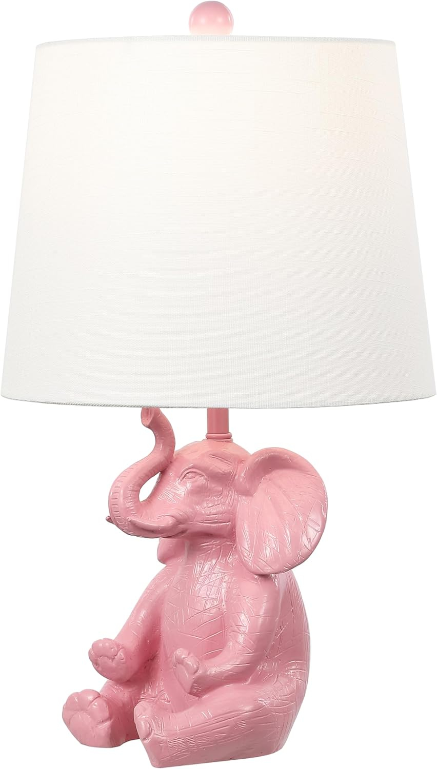 Kairi 21" Modern Shabby Chic Resin/Iron Happy Elephant LED Kids' Table Lamp with Phone Stand, Pink