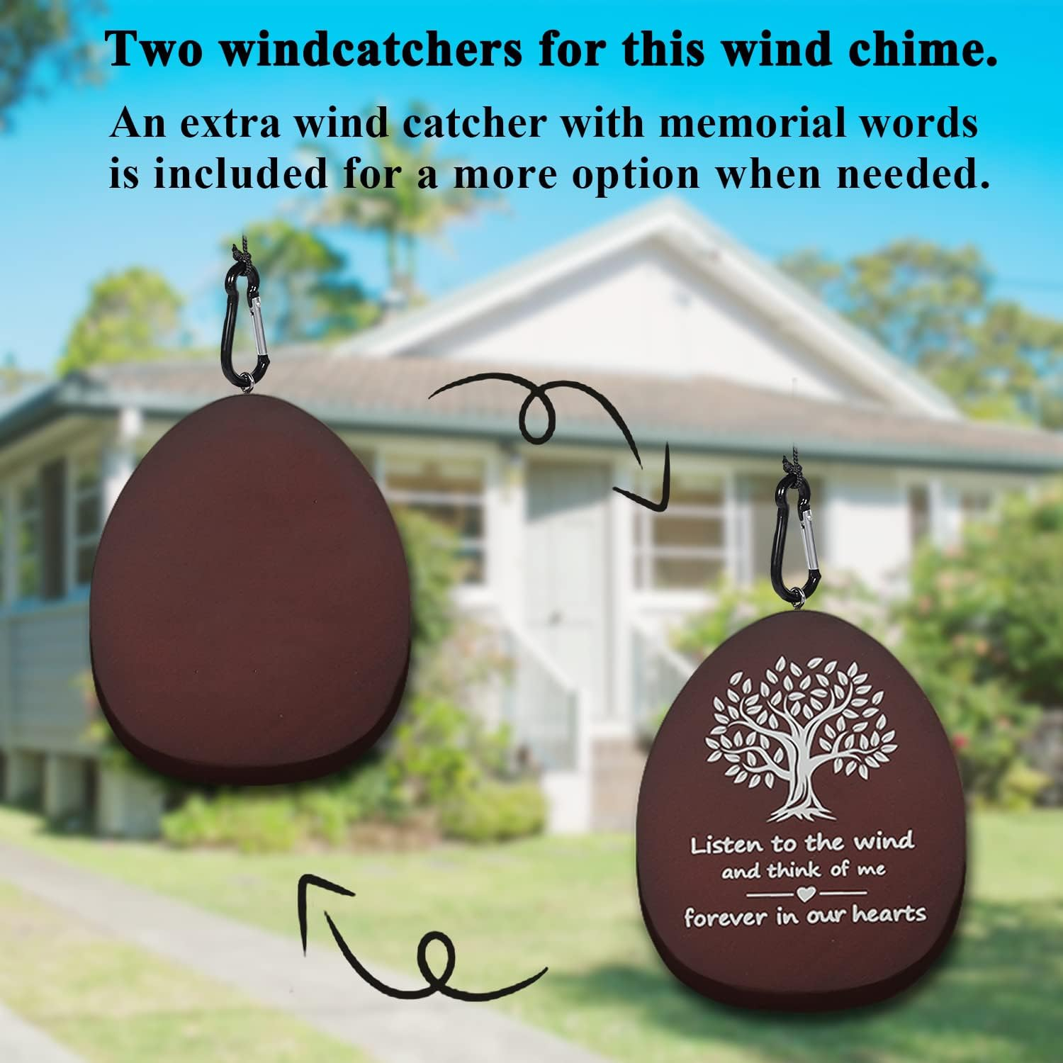 Noble House Sympathy Wind Chimes Outdoor Large Deep Tone,42" Memorial Wind Chimes for Loss of Loved ones,Big Wind Chimes, Both Indoor Decor and Outdoor Decor in Your Garden,Yard and Patio (Dark Brown)