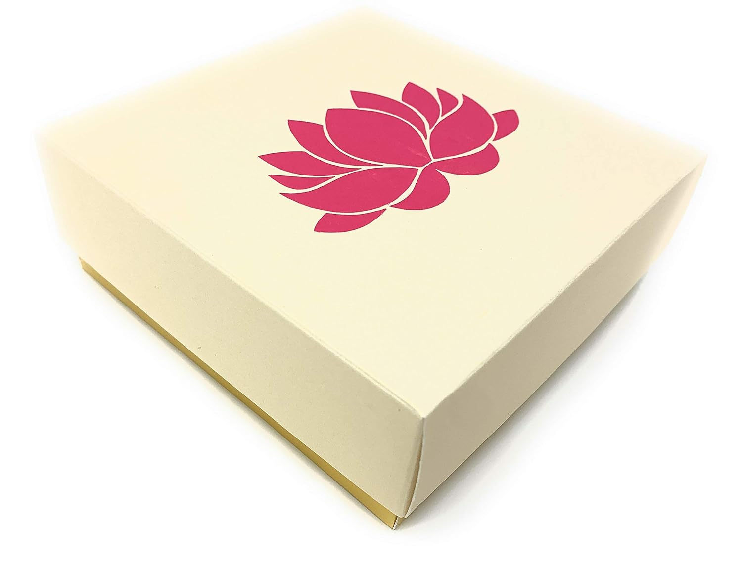 Handmade White and Pink Lotus Print Rectangular Paper Sweet Boxes