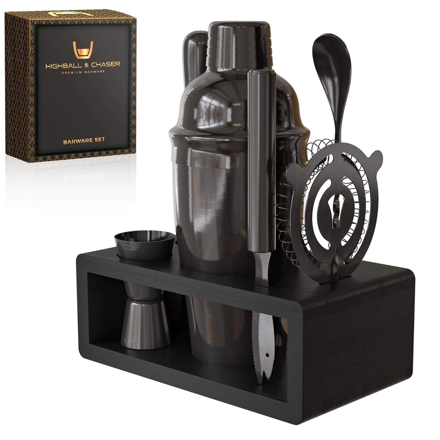 Highball & Chaser Cocktail Shaker Set: Bartender Kit for Home Bar Mixology Cocktail Bar Set Plus E-Book with 30 Recipes