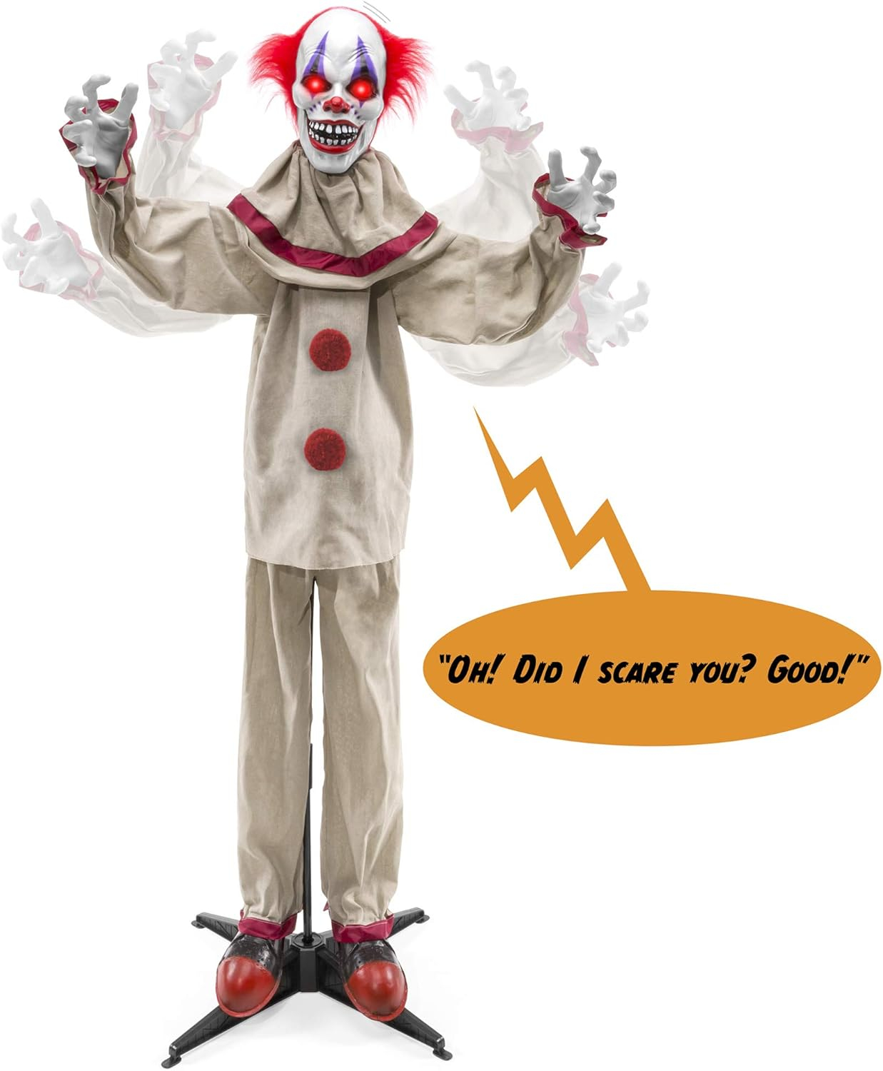 Best Choice Products Funhouse Freddy The Motion Activated Animatronic Killer Clown Halloween Prop w/ Pre-Recorded Lines