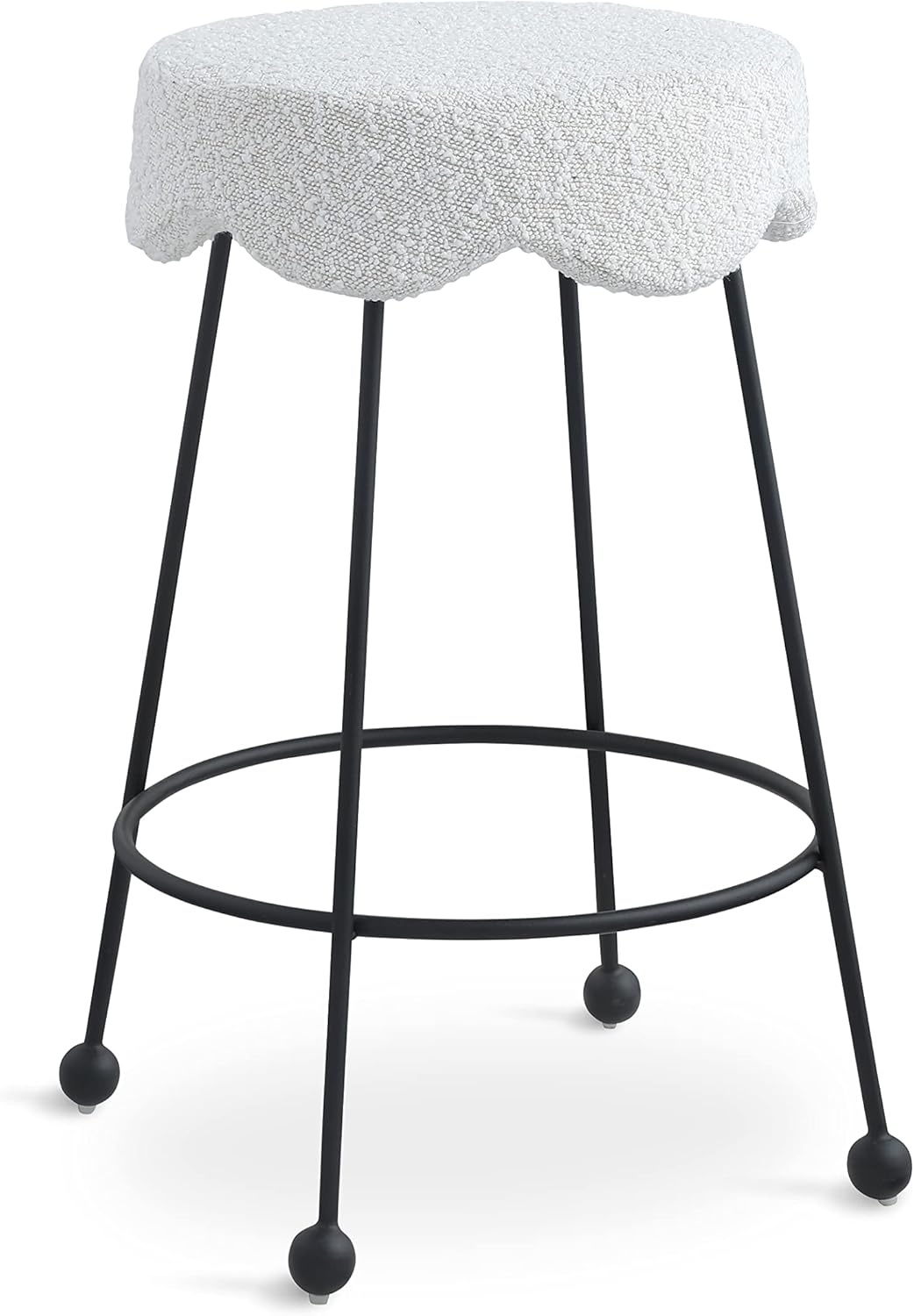Meridian Furniture Fleur Cream Boucle Fabric Counter Stool
