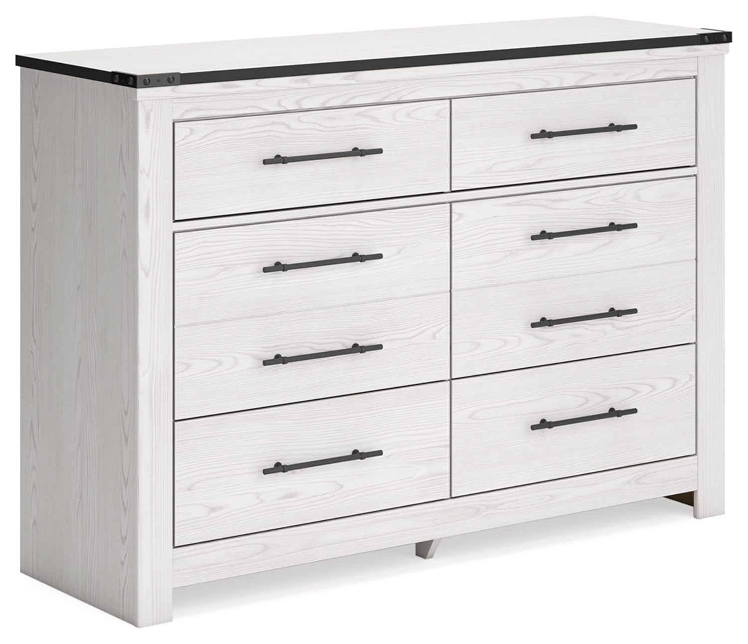 White Farmhouse Double Dresser with Pewter Handles