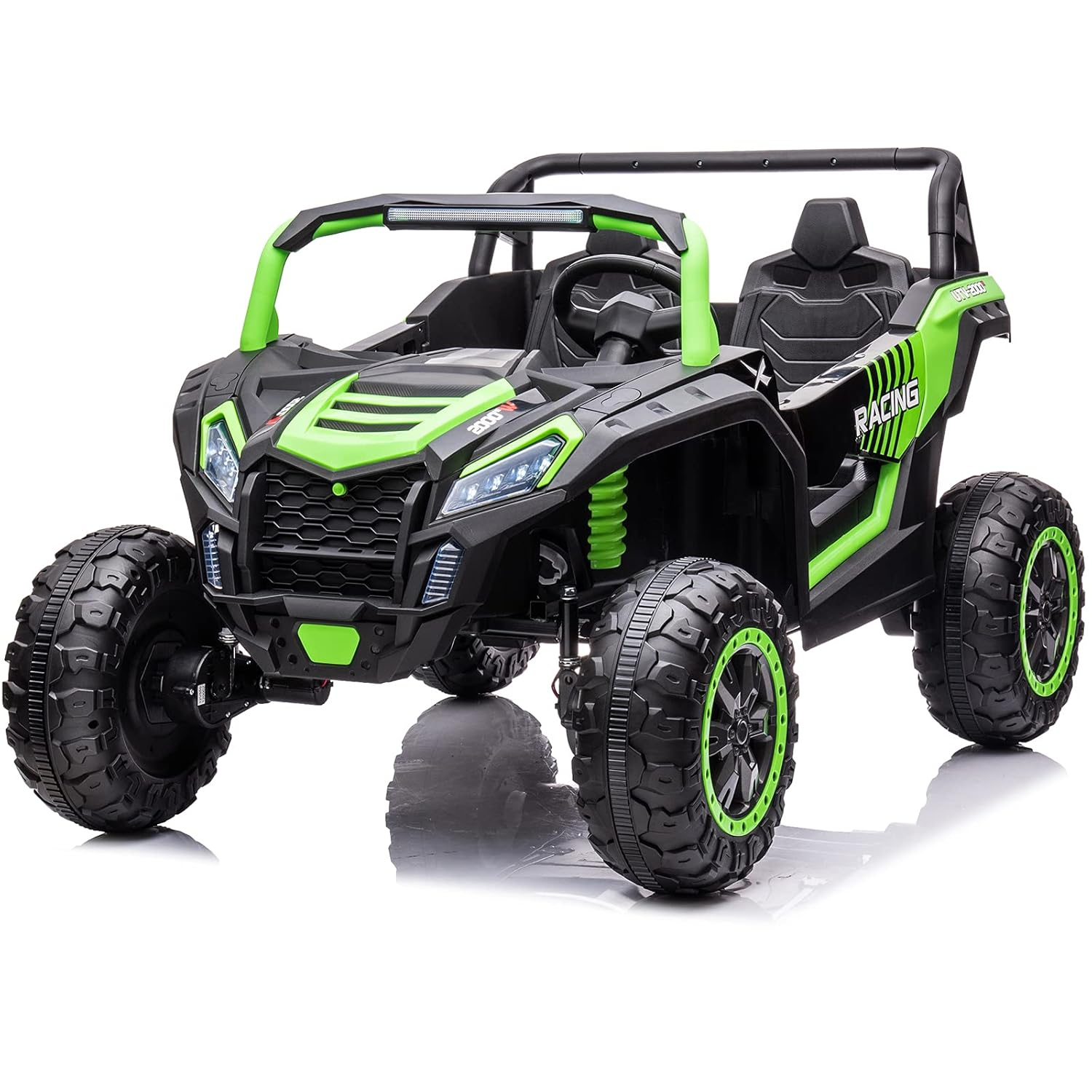 24V Ride on Car 2 Seater Ride on UTV 4X4 Off-Road UTV for Kids 4X200W Powerful Motor Kids' Electric Vehicles with Remote Control, Spring Suspension, Led Light, Bluetooth Music, Green