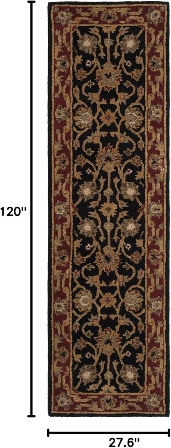 SAFAVIEH Heritage Lancaster Traditional Wool Runner Rug, Black/Red, 2'3" x 10'