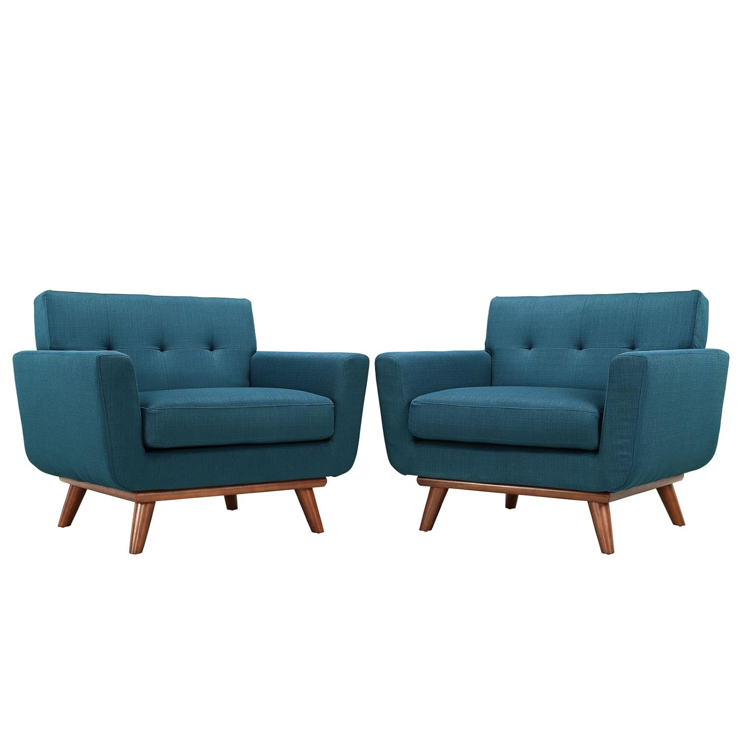 Modway Engage Modern Fabric Armchair in Azure Blue (Set of 2)