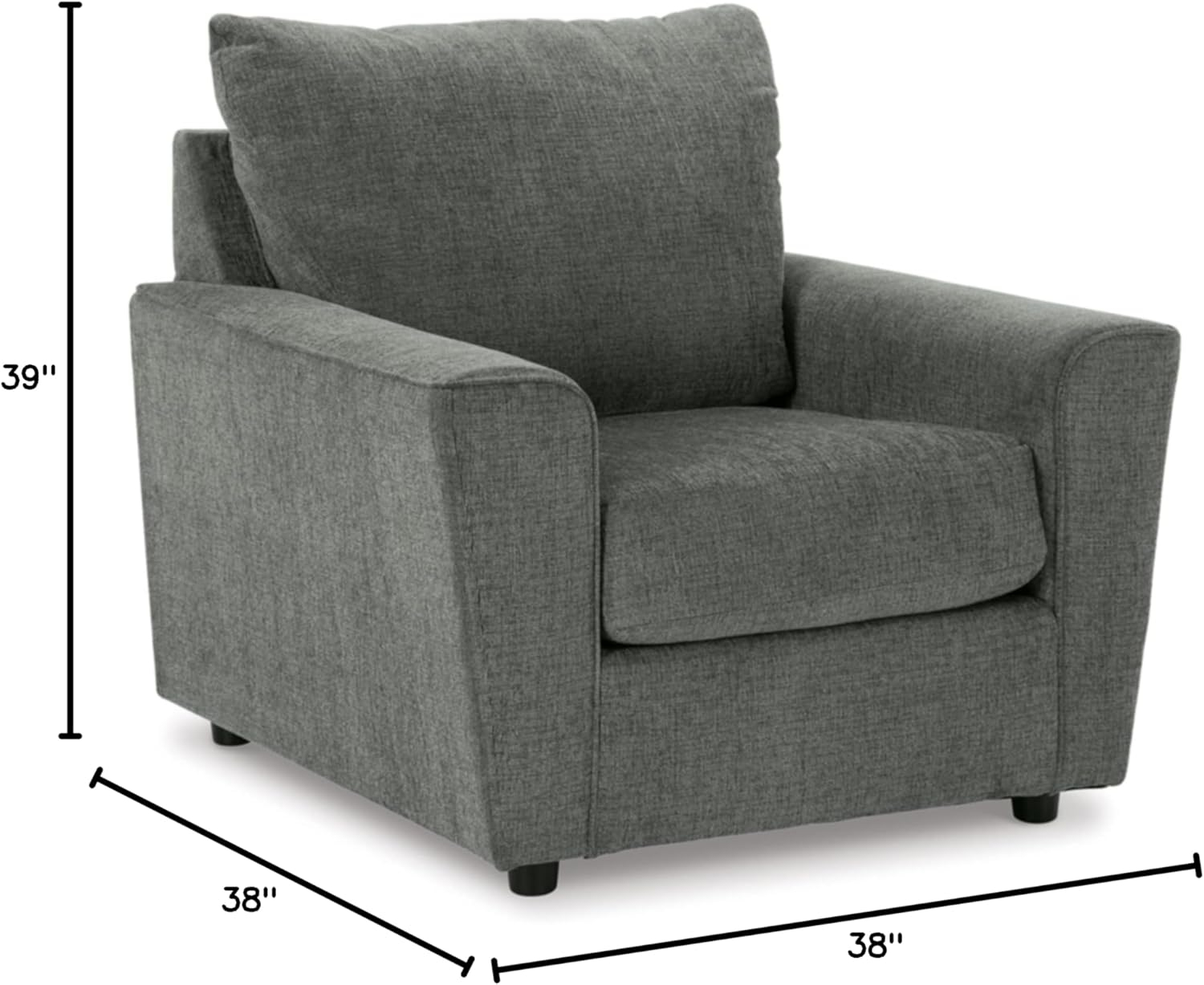 Gray Chenille Contemporary Stationary Chaise with Wood Legs