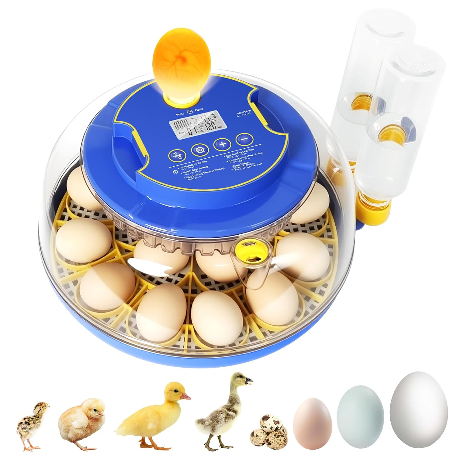 18 Egg Incubators for Hatching Eggs,Egg Incubator with Precise Humidity & Temperature Control,Incubators for Auto Egg Turning,Auto Water Add,Egg Candler,Applicable to Chicken,Goose,Duck,Quail
