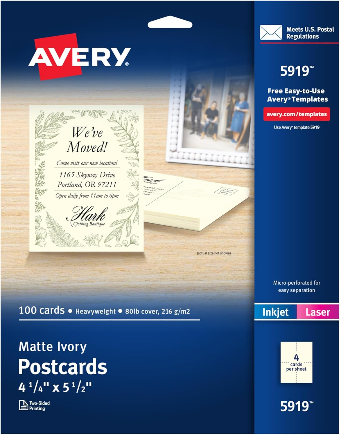 Avery Printable Postcards, 4.25" x 5.5", Ivory (5919)