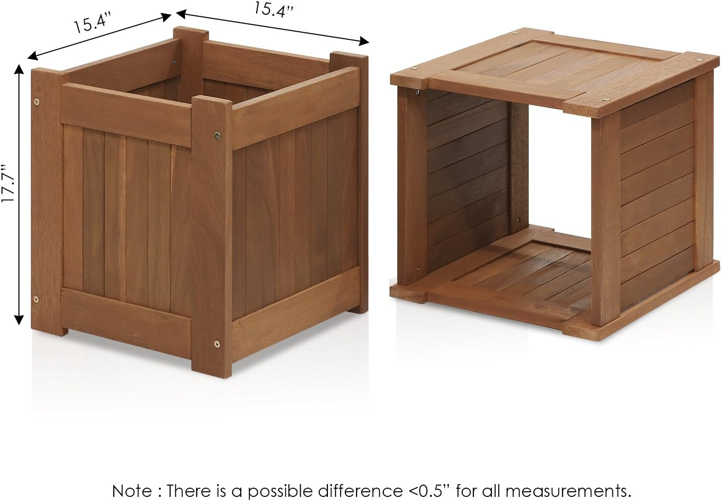 Furinno 15" x 15" x 18" Brown Wood Planter Boxes (2 Pack)