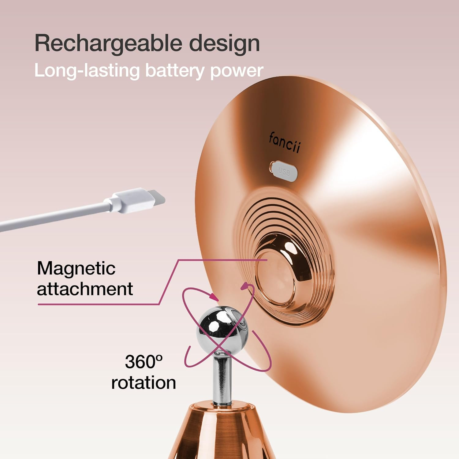 Fancii Lana - Premium 10x Magnifying Mirror - Rose Gold Shiny