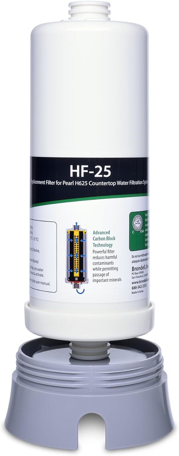 Brondell H2O+ Pearl Carbon Block Replacement Water Filter for H625 Water Filtration System