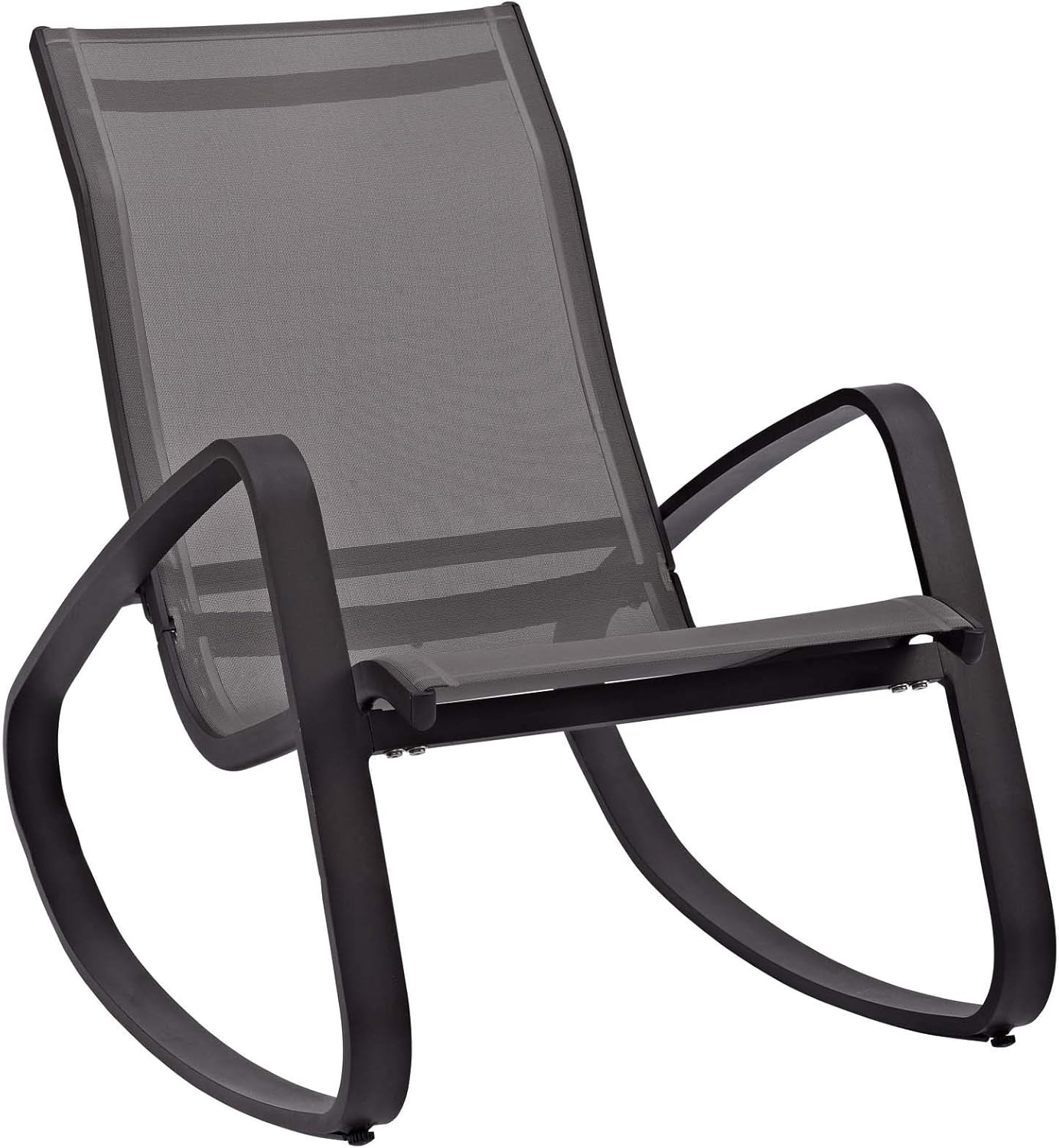 Modway Traveler Mesh Fabric & Aluminum Patio Rocker in Black