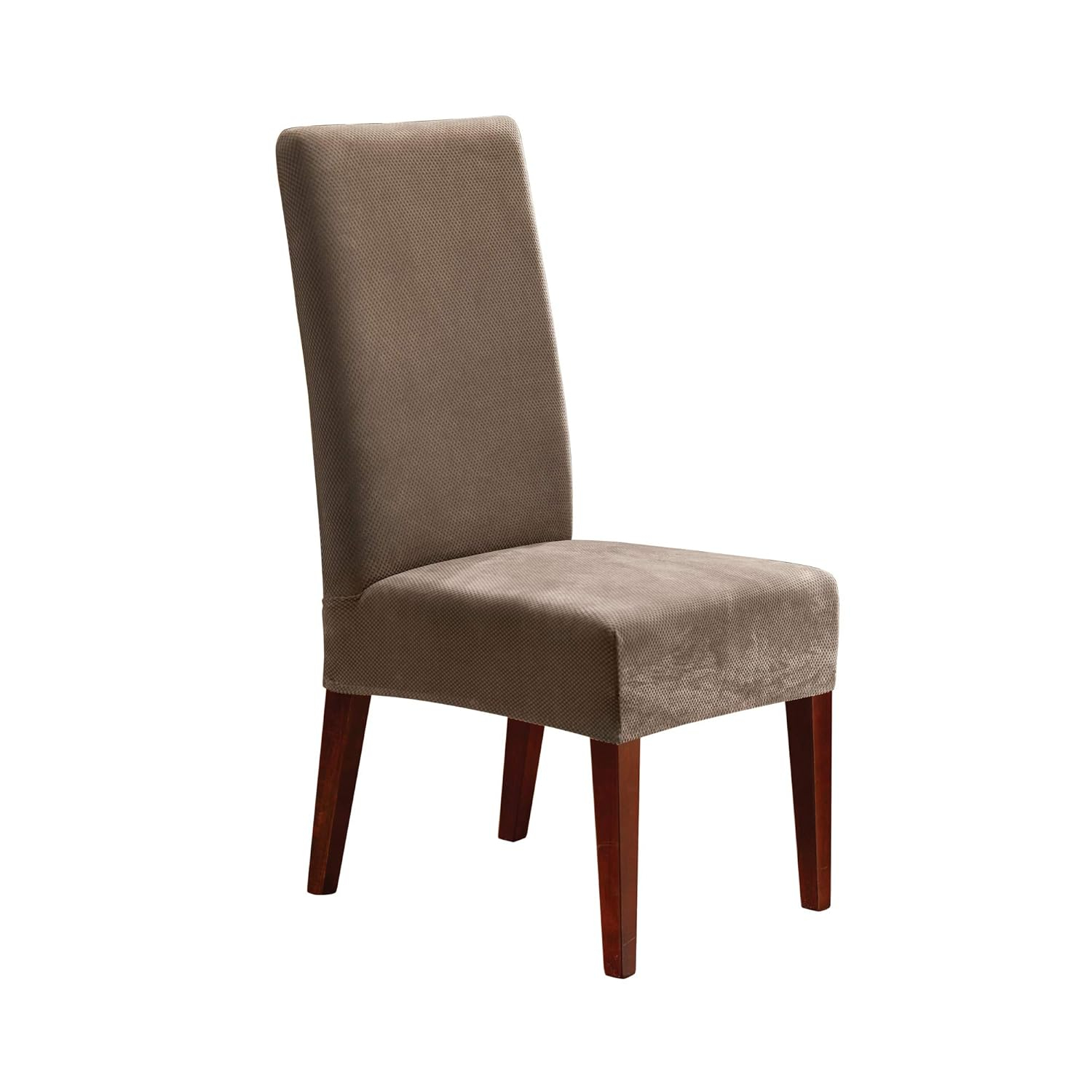 Taupe Stretch Pique Elegant Dining Chair Slipcover