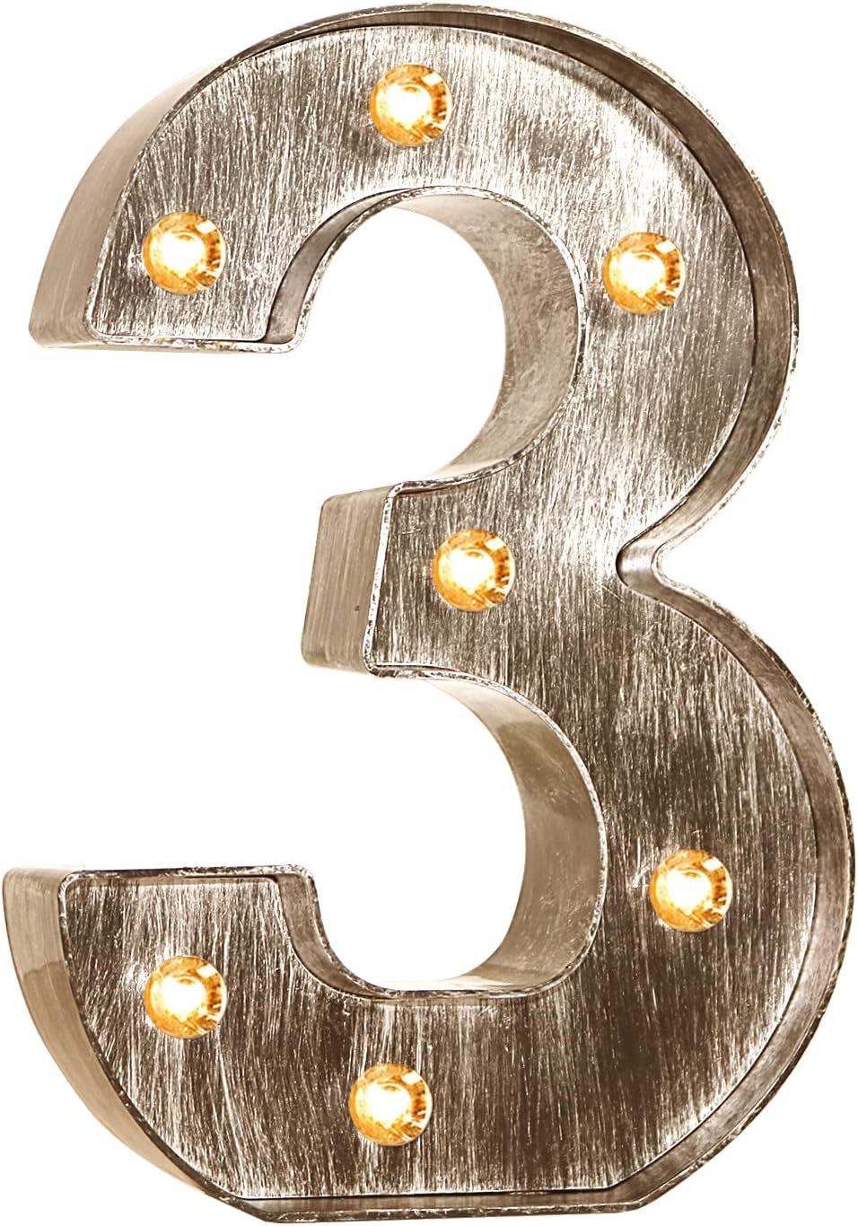 Brushed silver gray LED letters Lights Light Up letters Sign for Night Light Wedding/Birthday Party Battery Powered Christmas Lamp Home Bar Decoration -&