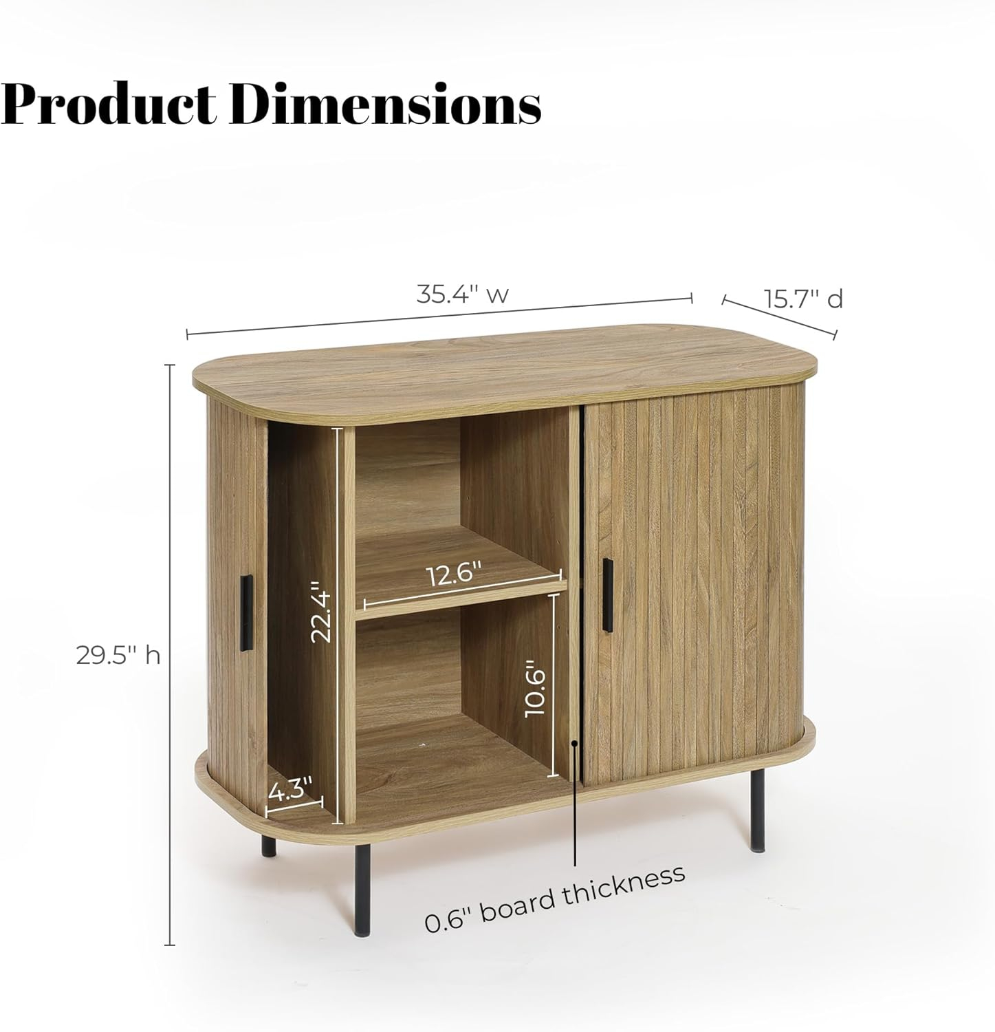 LuxenHome 35” Mid Century Modern Accent Cabinet, Sliding Door Sideboard Buffet Cabinet with Storage, Small Storage Entryway Cabinets for Kitchen, Living Room, Entryway