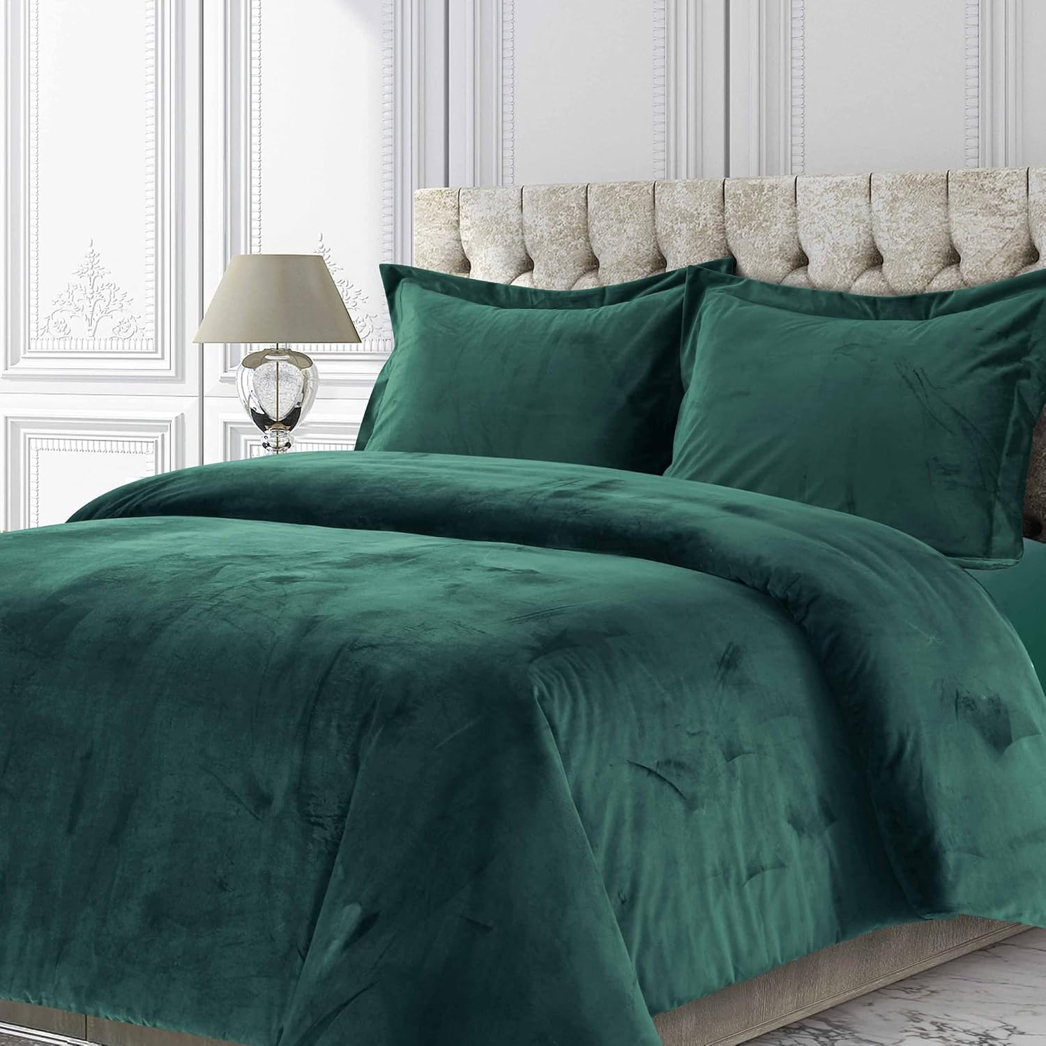 3pc King Venice Velvet Oversized Solid Duet Set Teal - Tribeca Living