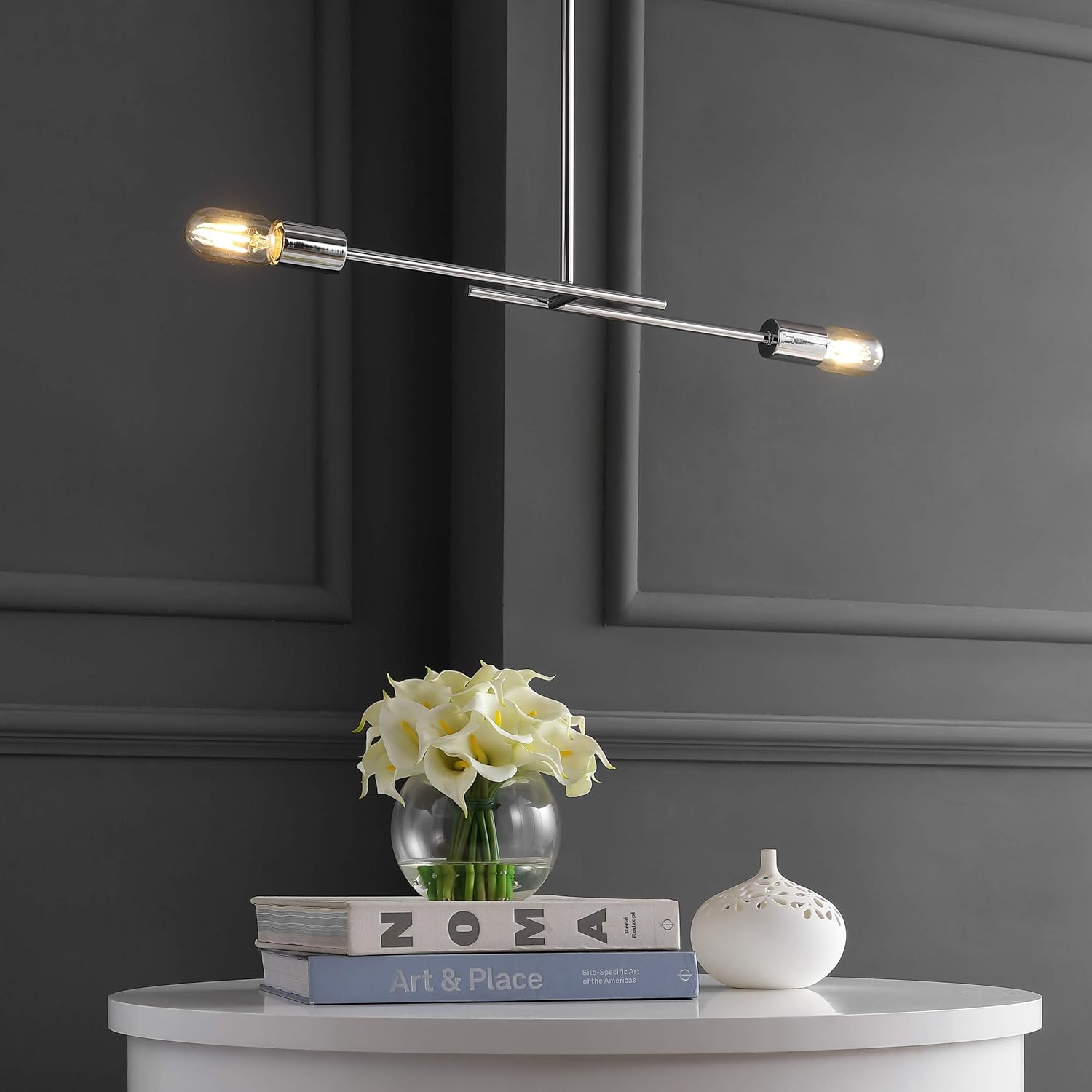 Turing 30.5" Adjustable Metal LED Linear Pendant, Chrome