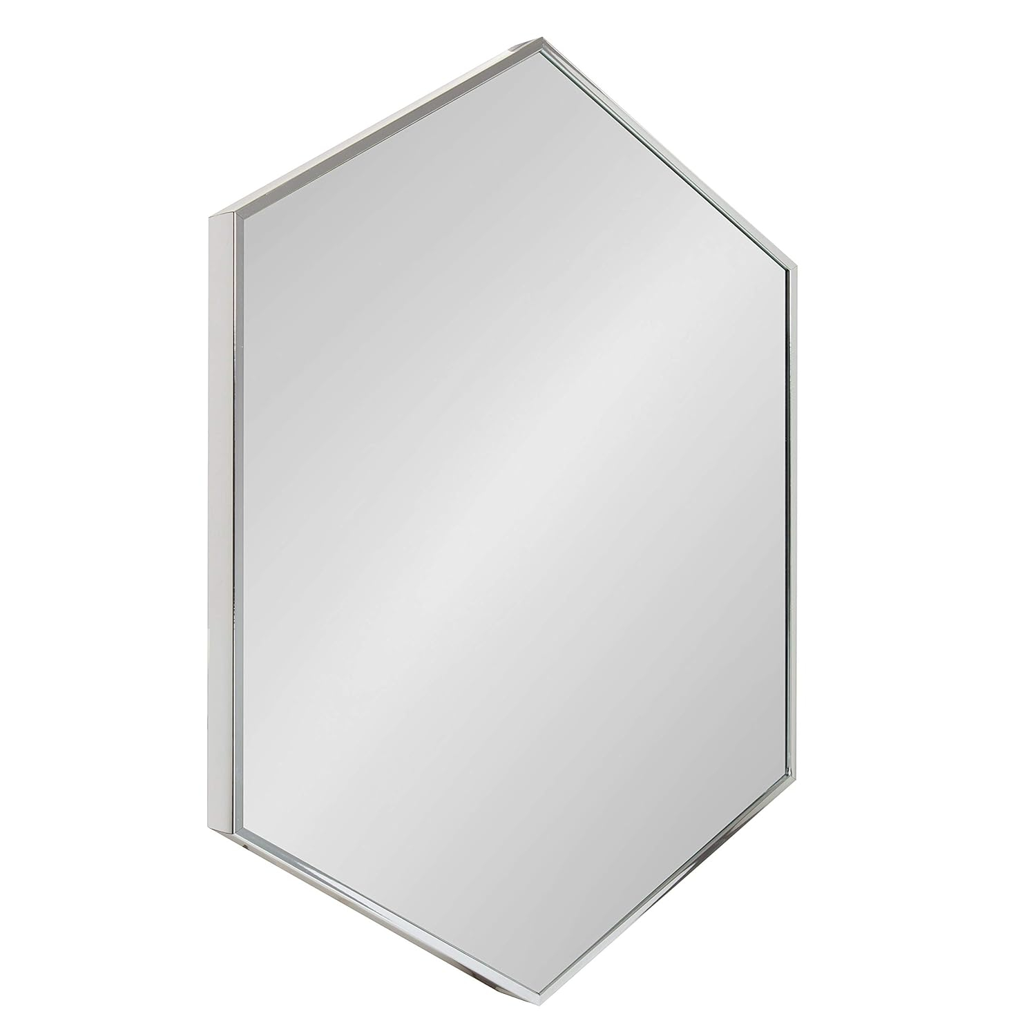 Kate and Laurel Rhodes Modern Hexagon Wall Mirror, 22 x 31, Silver, Decorative Geometric Hexagon MIrror with Chrome Finish for Elegant Contemporary Wall Decor