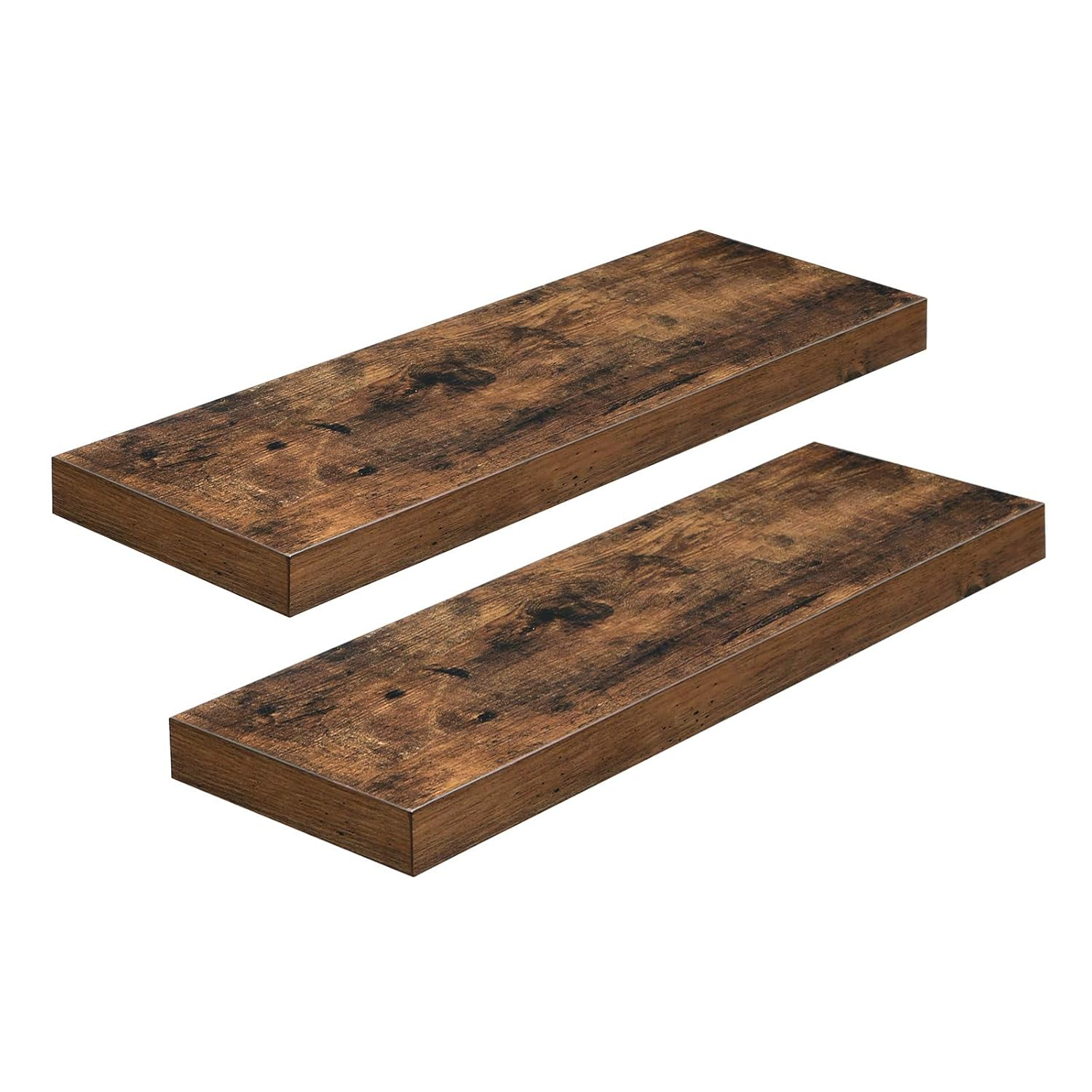 VASAGLE Floating Shelf Set of 2, for Photos, Decorations, in Living Room, Kitchen, Hallway, Entryway, Bathroom, Rustic Brown ULWS026X02