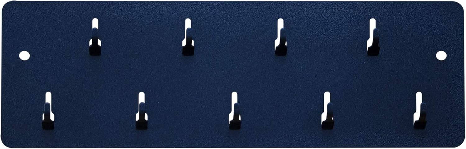 Industrial Key Rack, Powder Coated Steel, 9 Hooks, Keeps Keys, Time Clock Badges and Other Items Organized and Easily Accessible, Black