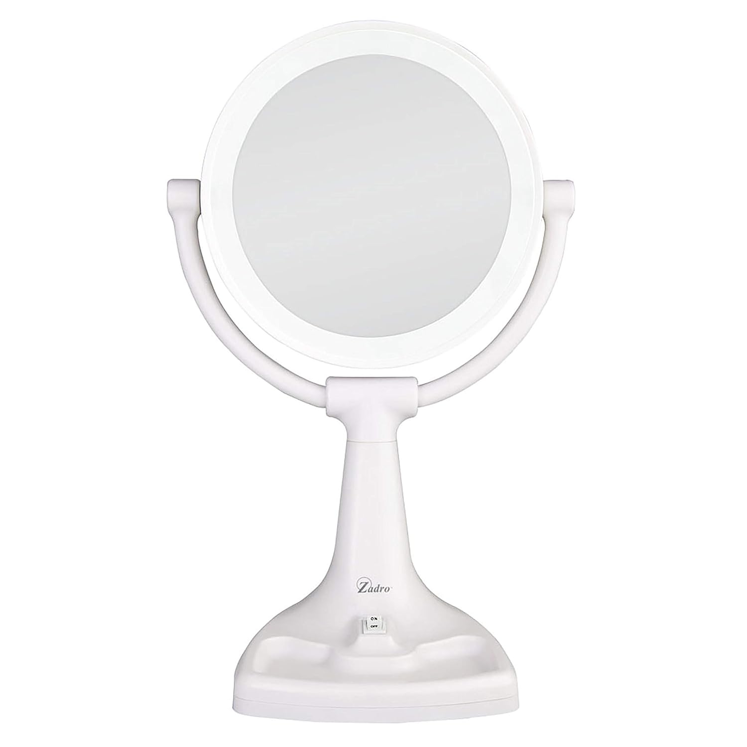 Zadro Max Bright Lighted Makeup Mirror w/ Magnification & Storage Tray