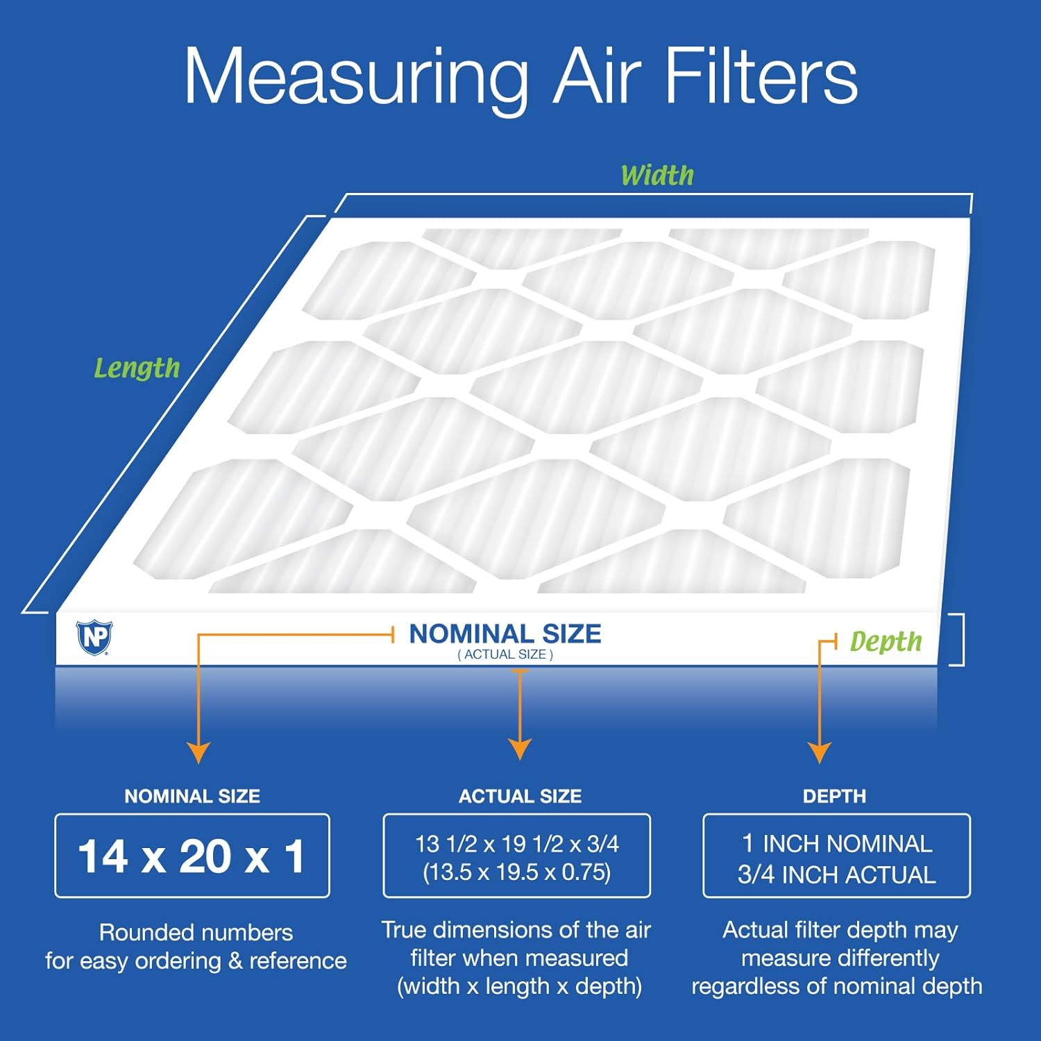 14x20x1 (13_1/2x19_1/2) Pleated Air Filters MERV 13 Plus Carbon 4 Pack
