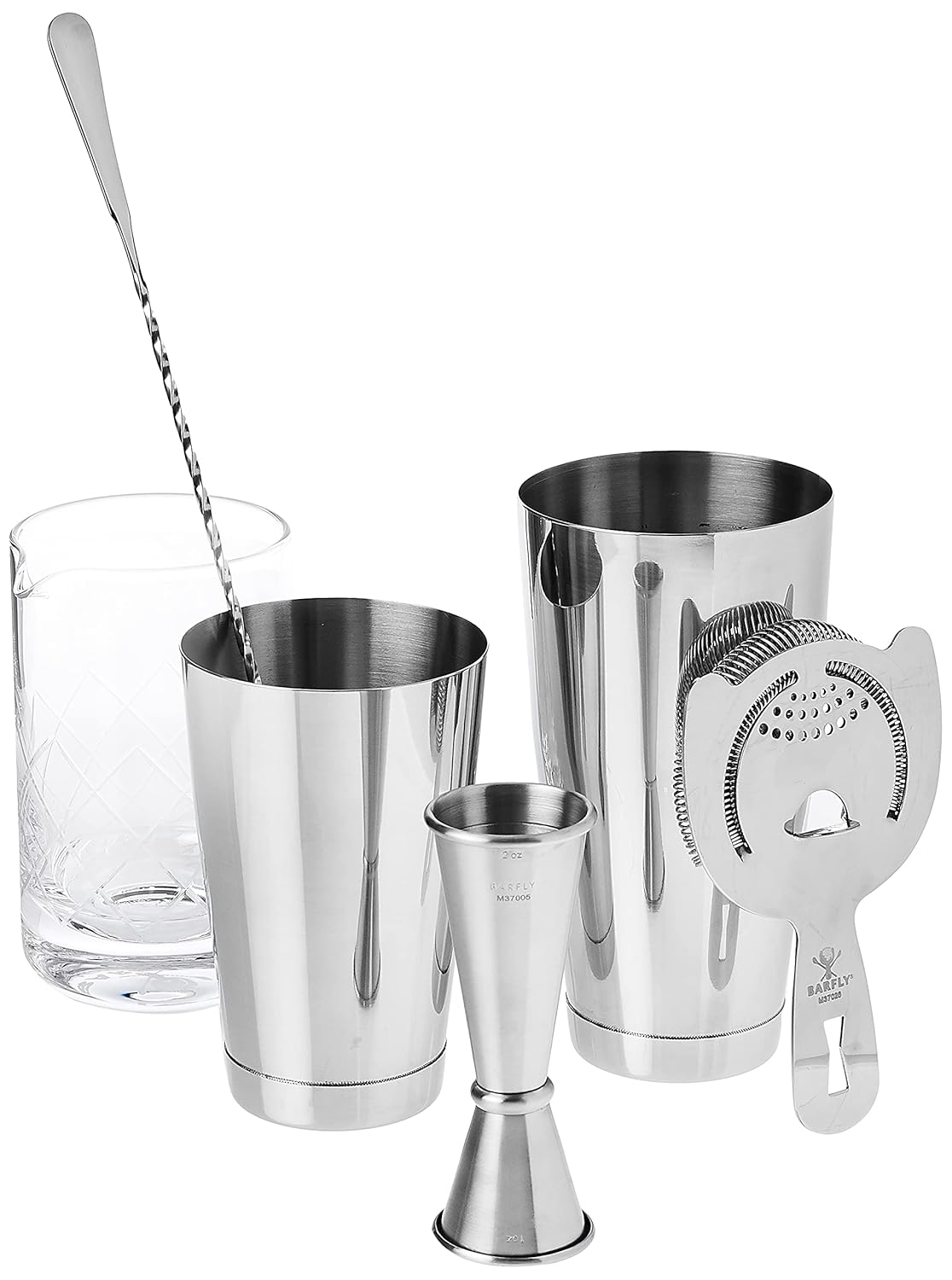 Barfly 6 Piece Essential Deluxe Mixing Cocktail Kit, Stainless Steel