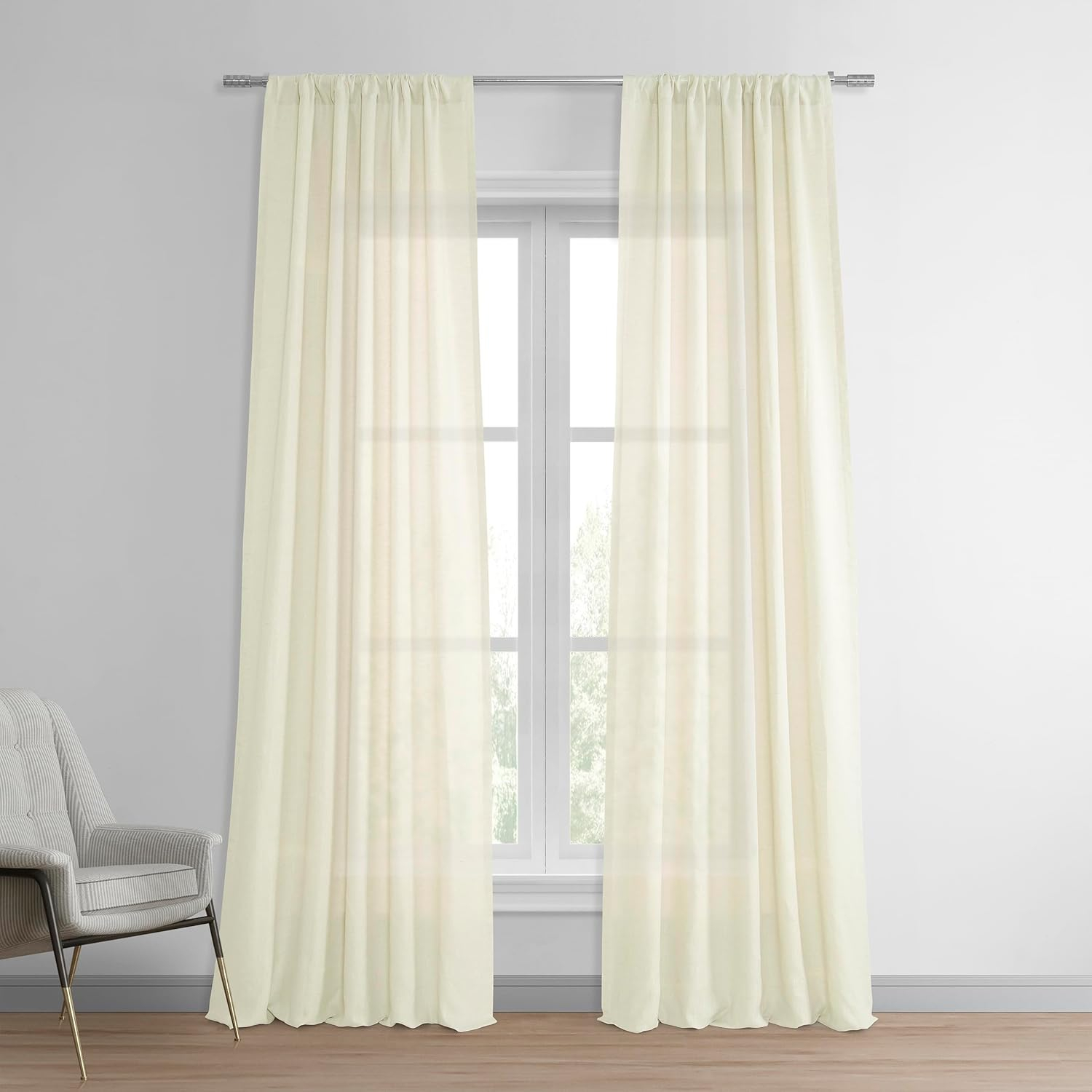 Exclusive Fabrics  Signature French Linen Sheer Curtain (1 Panel) 50 X 96 - Antique Lace