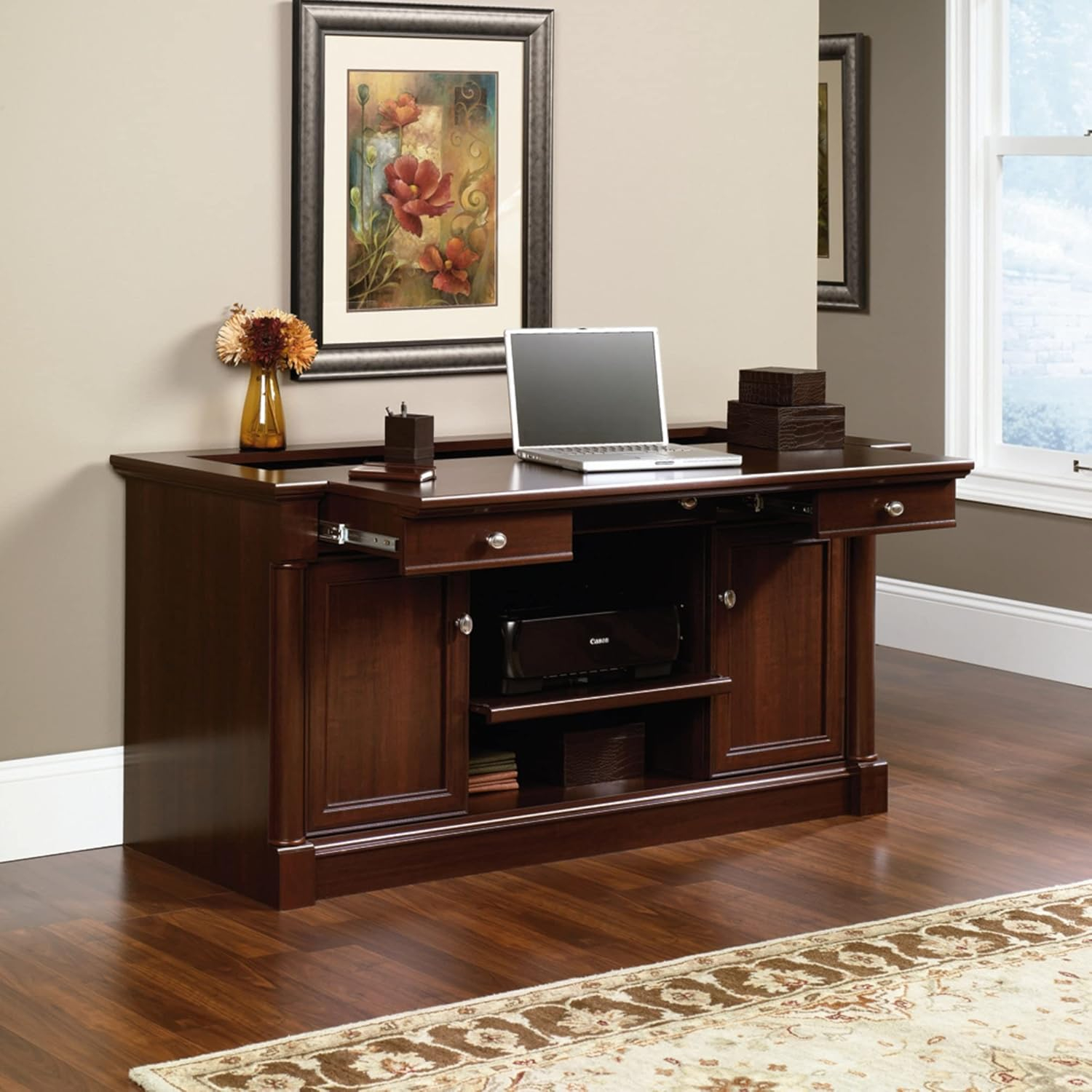 Sauder Palladia Credenza, Select Cherry Finish