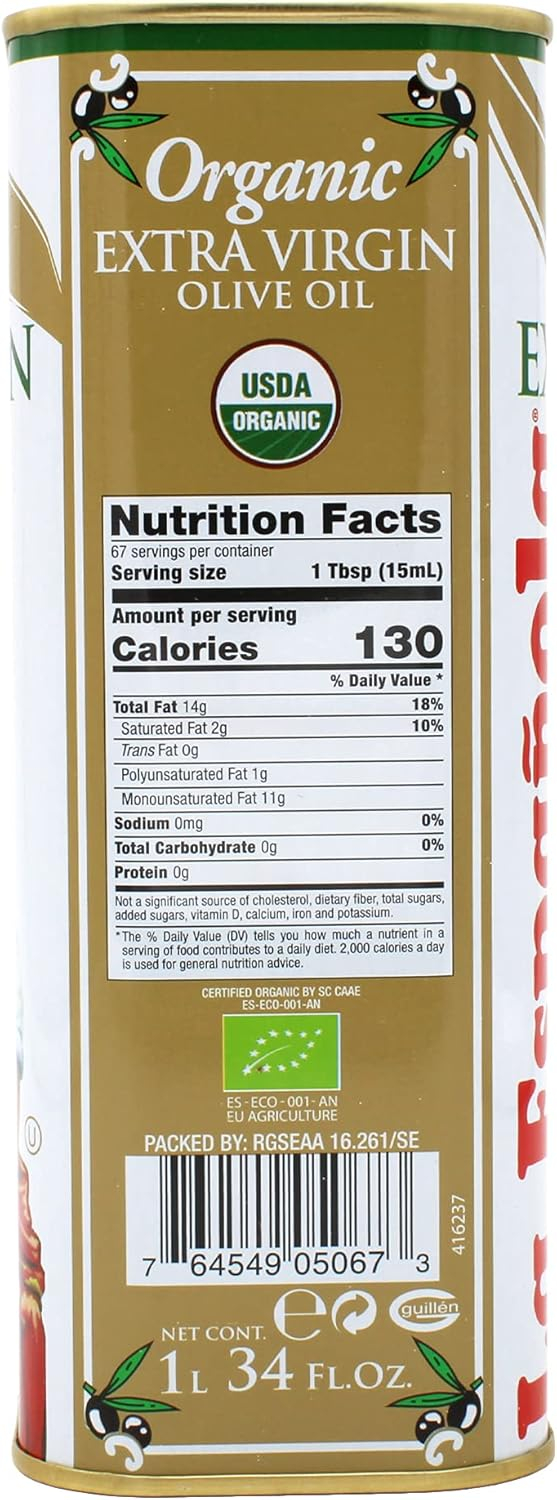 La Española Organic Extra Virgin Olive Oil, 34 Ounce