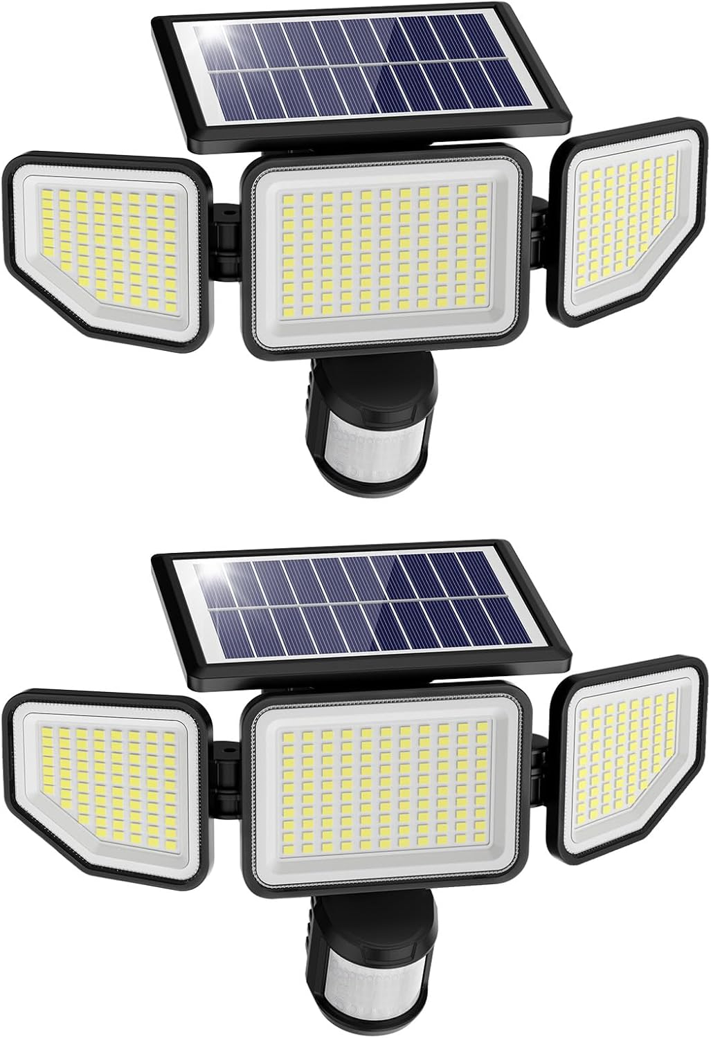 Onforu 3000LM Solar Lights Outdoor, 3 Heads Security Lights with Remote Control, IP65 Waterproof Motion Sensor Lights, 3 Modes Flood Lights for Wall, Porch, Yard, Outside, 2 Pack