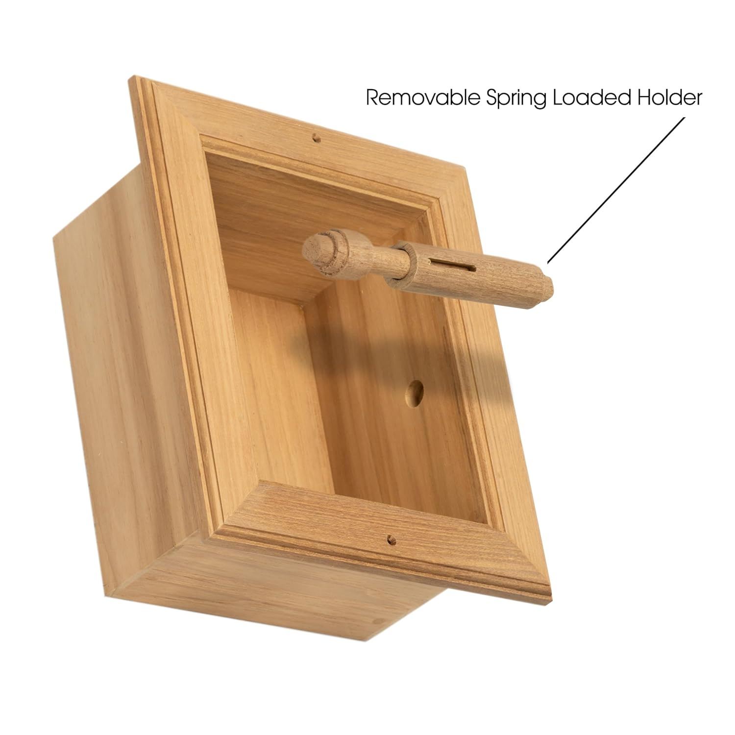 Teak Recessed Toilet Paper Holder - 8-3/4" L x 7-1/2" W x 4" D