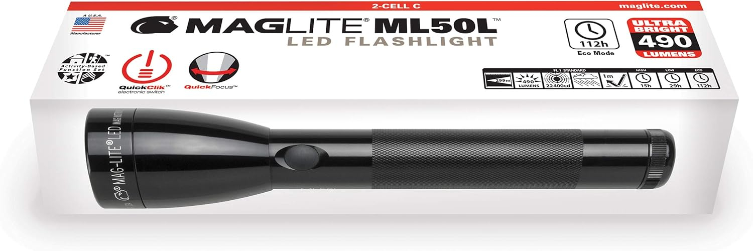Red Rechargeable LED Tactical Flashlight with Adjustable Beam