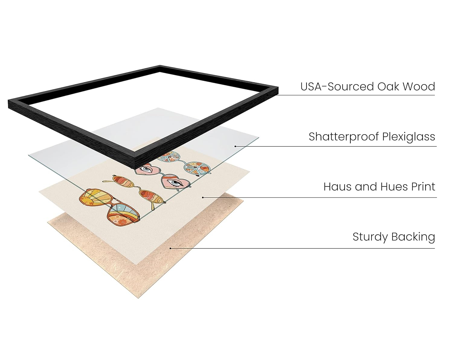 HAUS AND HUES Sunglasses Art Poster for Teen Girls Room - Retro Indie Aesthetic Trippy Wall Art | UNFRAMED 12"x16" (Hippie Sunglasses)