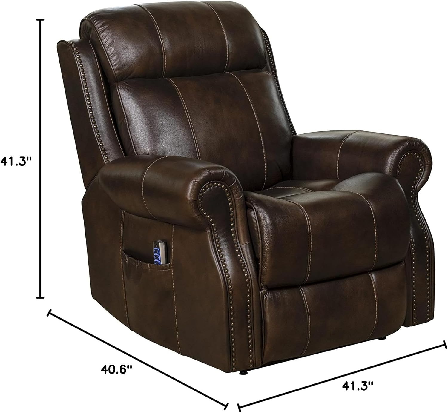 Classic Tonya Brown Leather Power Lift Recliner with Dual Motor