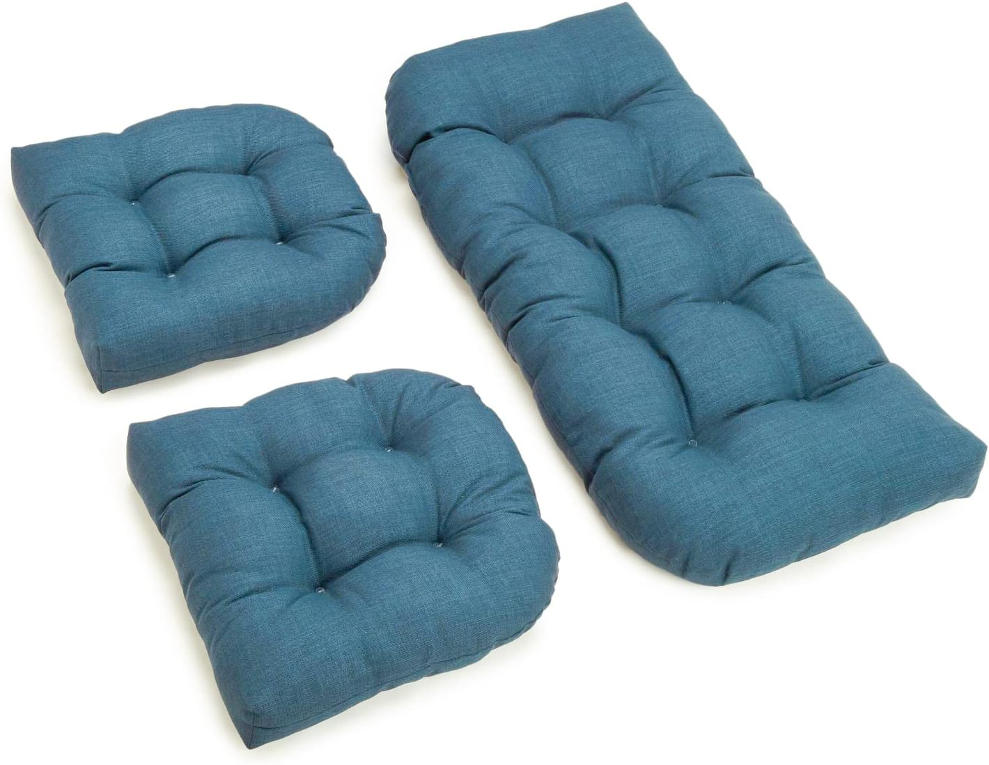 Blazing Needles U-Shaped Spun Polyester Tufted Settee Cushion Set (Set of 3)
