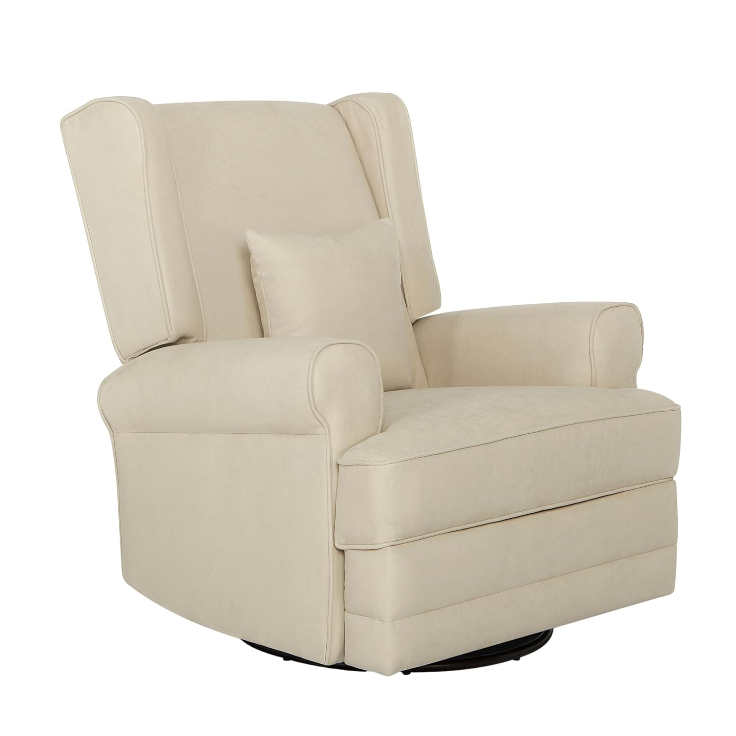 Evolur Melbourne Wing Back Swivel Glider I Nursery Glider I Durable Soft Fabric I Bonus Pillow In Iron