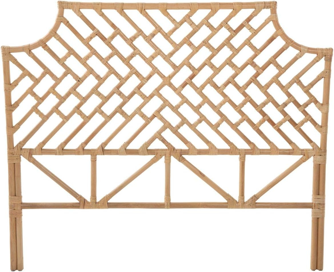 Rattan Chippendale Headboard, California King Size, Antique Brown