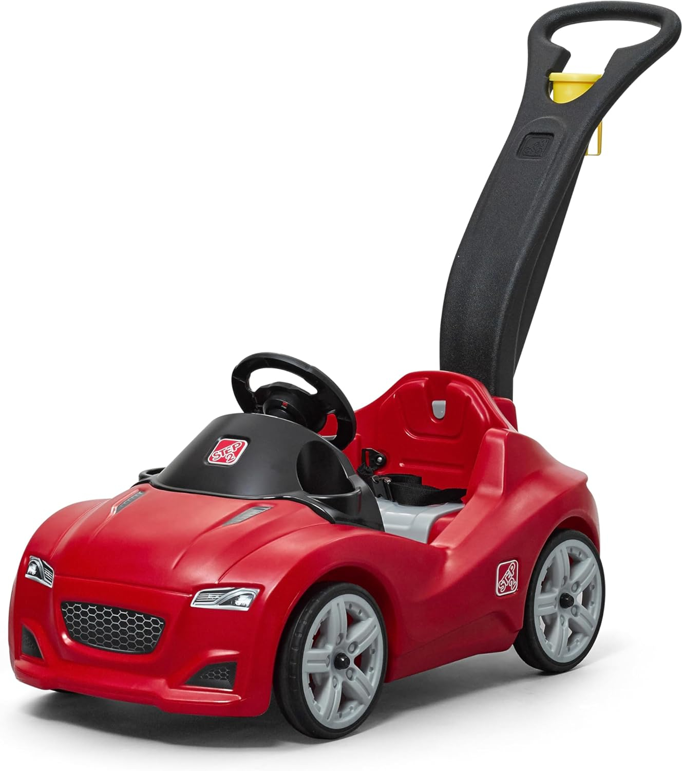 Step2 Whisper Ride Cruiser Kids Push Car, Ride On Toy, Stroller Substitute, Includes Seat Belt & Horn, Made of Durable Plastic, Max Weight 50 lbs., For Toddlers 1.5-4 Years Old, Red