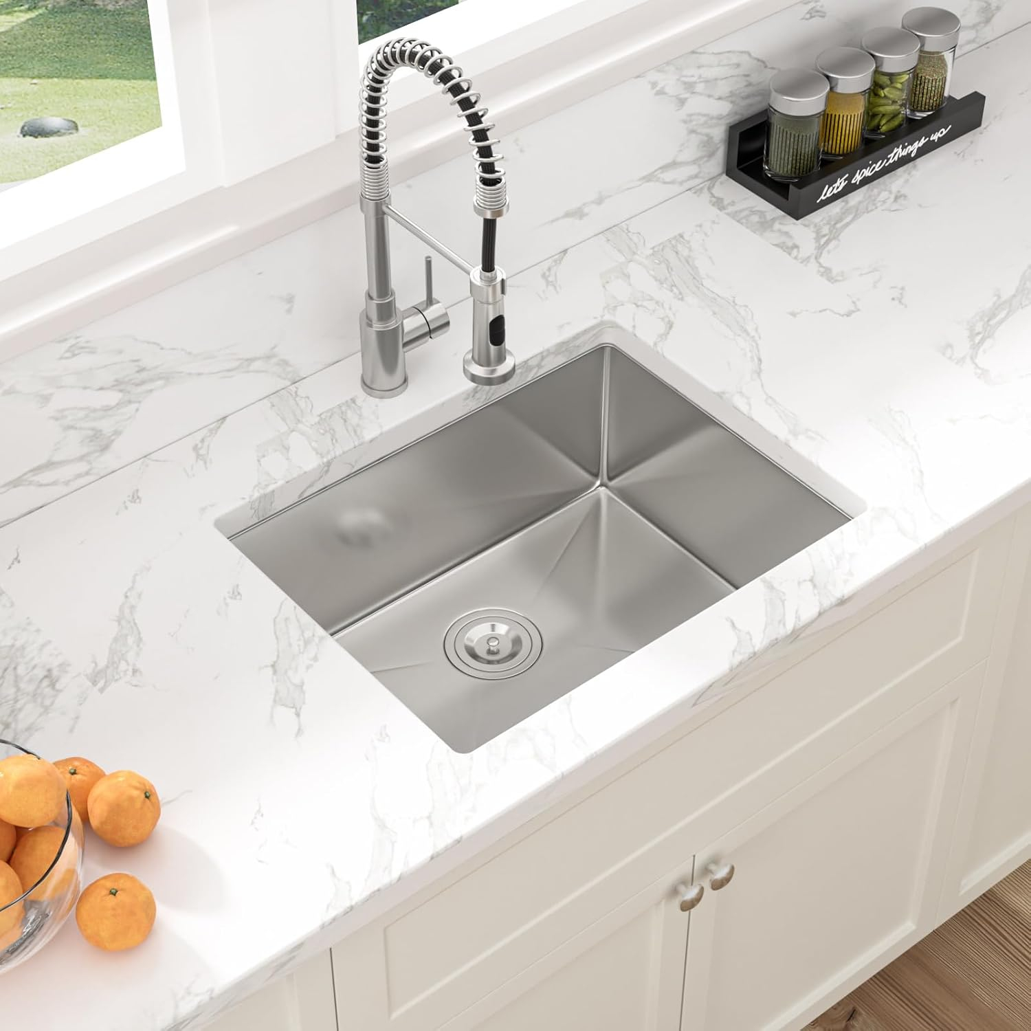 Sarlai 23 Bar Sink Stainless Steel - 23" x 18" Undermount Kitchen Sink Single Bowl 16 Gauge Stainless Steel RV Camper Wet Bar Prep Sink Basin