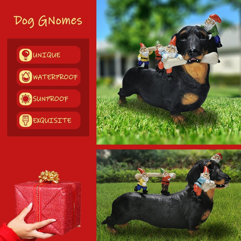 Dwarf Dachshund Dog Statue Courtyard Art Resin Statuette Decoration