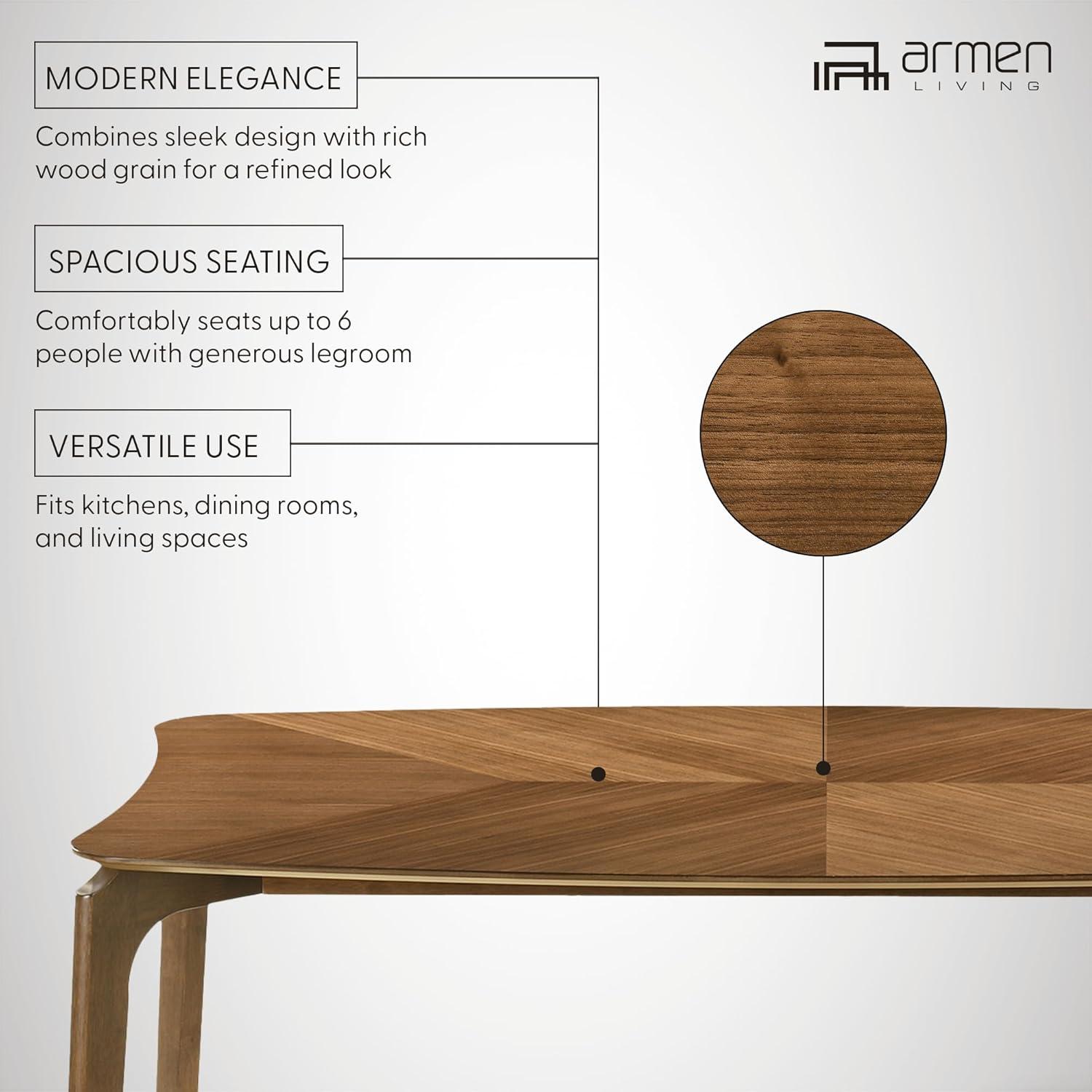 Kalia Wood Dining Table in Walnut Finish