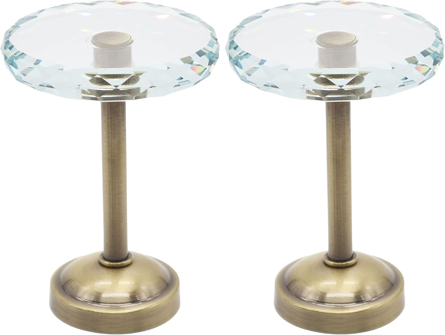 MERIVILLE Set of 2 Cut Crystal Window Drapery Medallion Holdbacks, Curtain Tiebacks, Wall Hook, Tassel Holder, Antique Brass