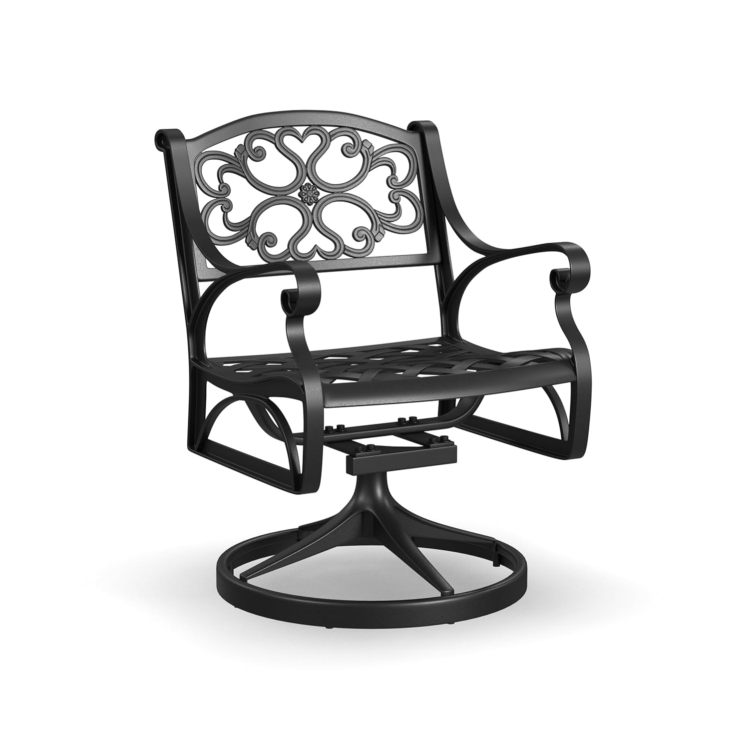 Homestyles Sanibel Aluminum Outdoor Swivel Rocking Chair in Black